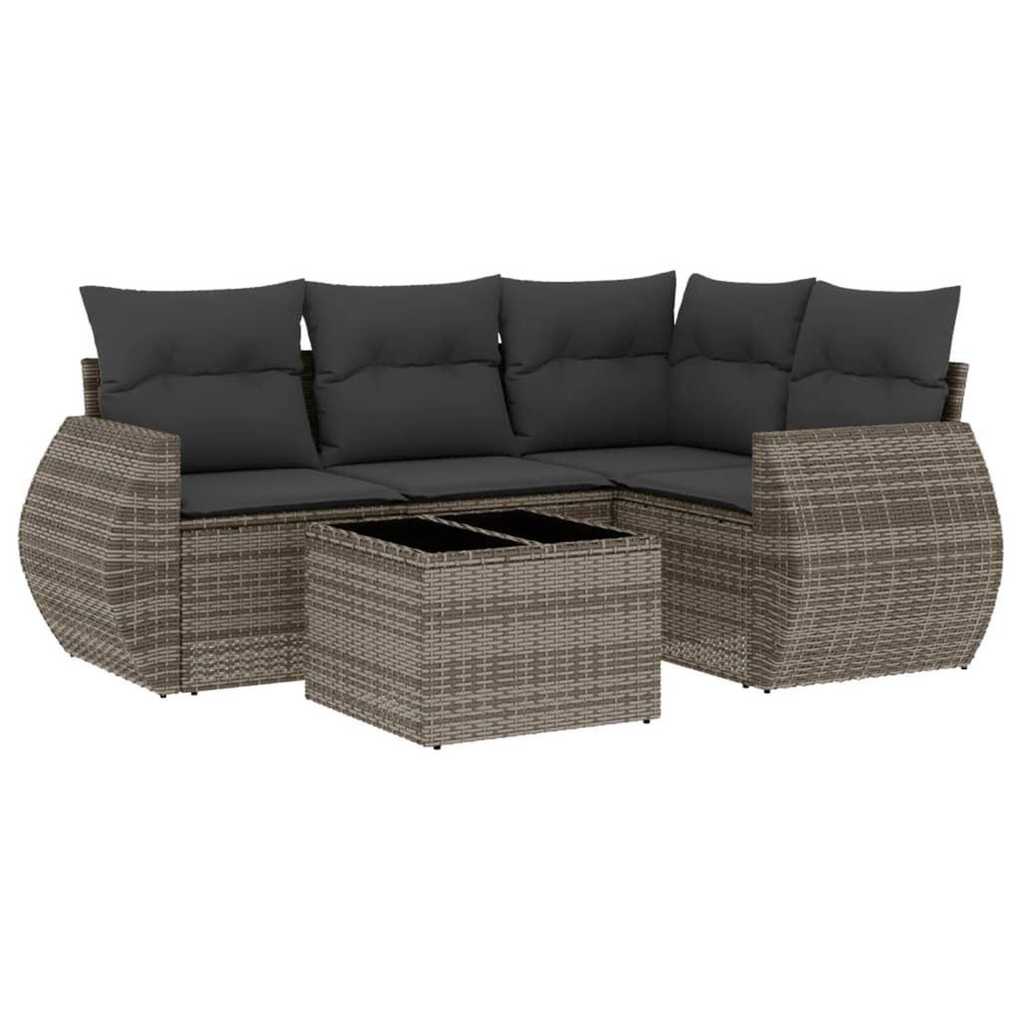 Voir la diapositive 2 : VIDAXL Salon de jardin 5 pcs avec coussins gris resine tressee