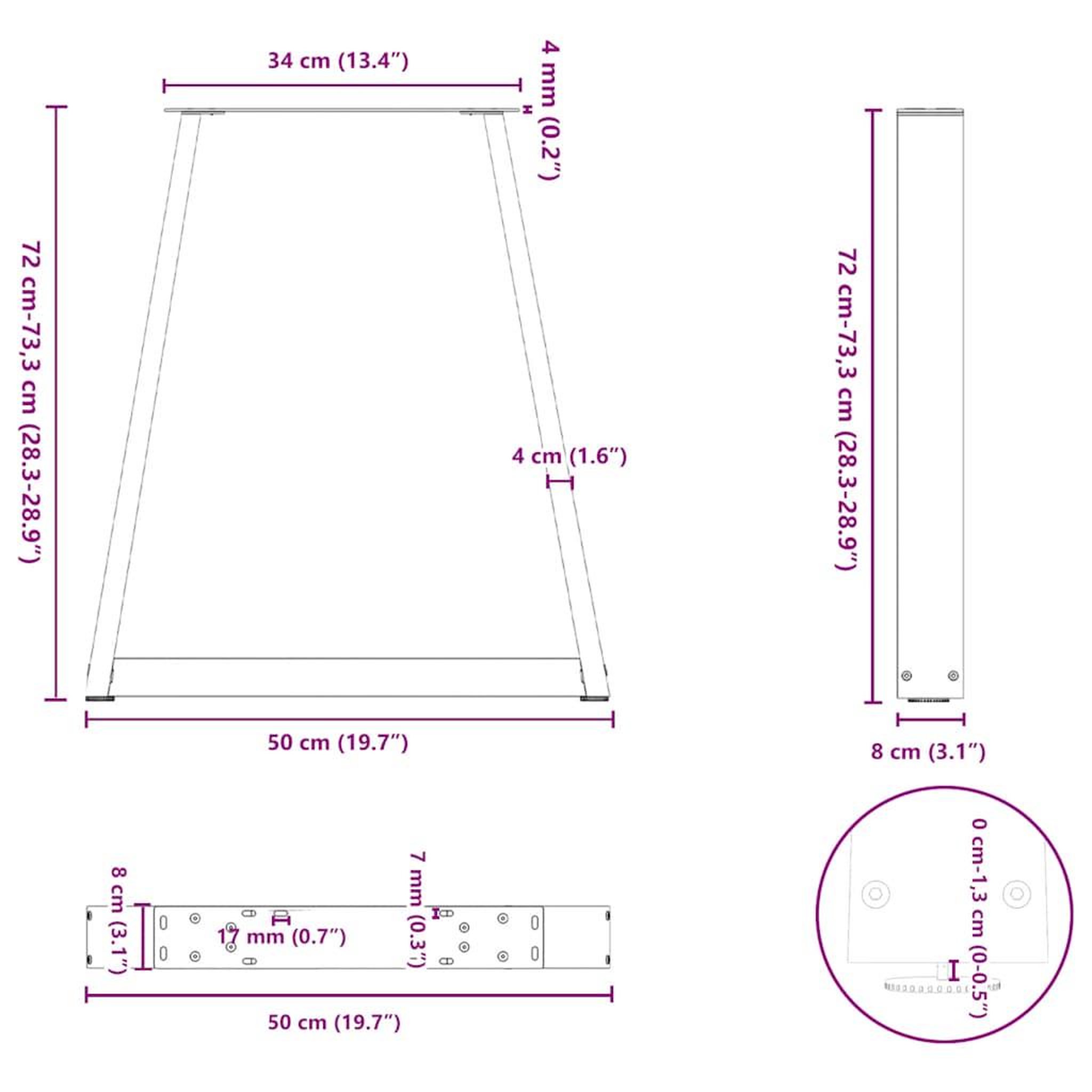 Voir la diapositive 6 : VIDAXL Pieds de table basse forme de V 2 pcs anthracite 50x(72-73) cm