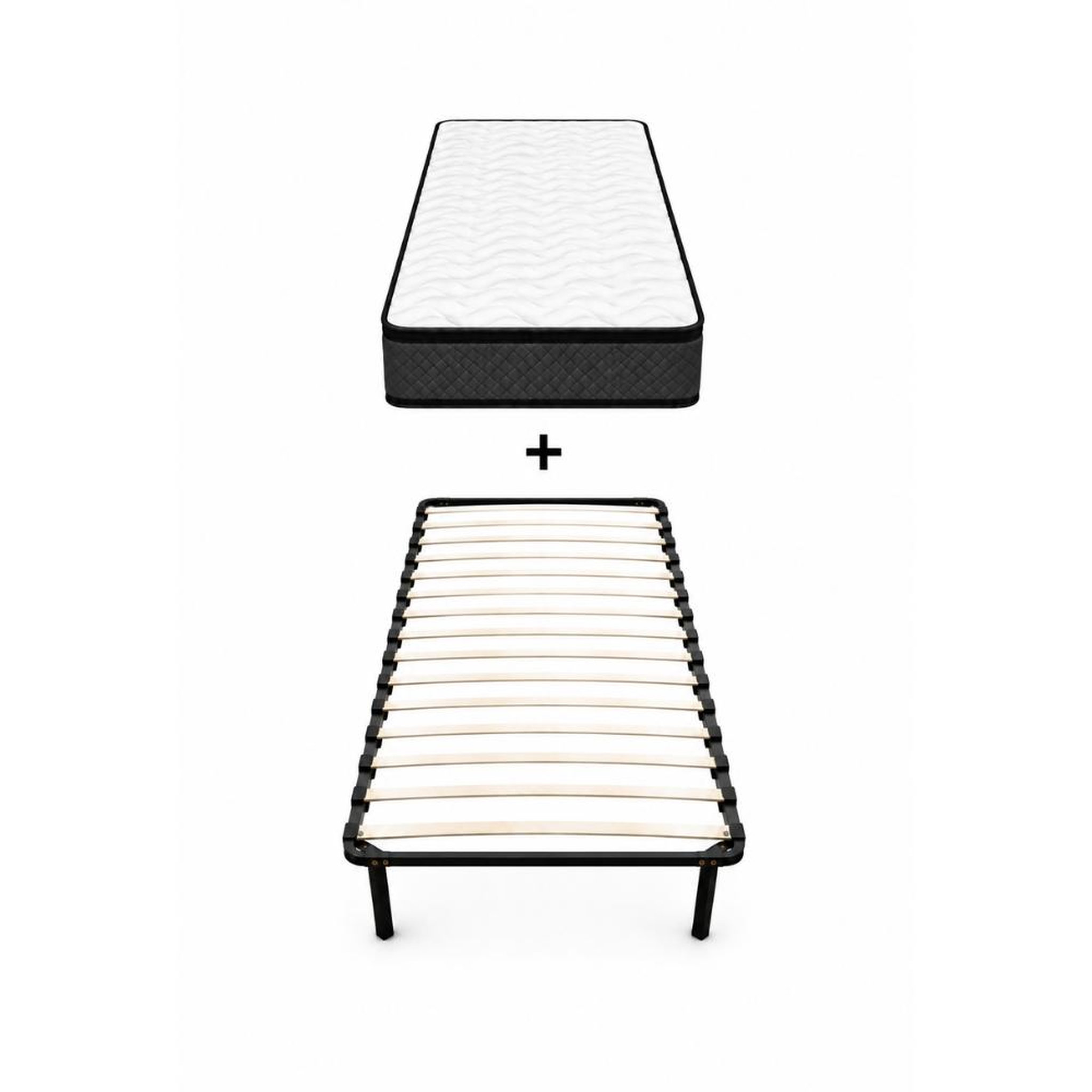 DAGOSTINO HOME Ensemble 90x190 Matelas Mousse - Onyx - H20cm + Sommier Kit - confortable Et Ferme. Coloris disponibles : Blanc