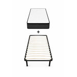DAGOSTINO HOME Ensemble 90x190 Matelas Mousse - Onyx - H20cm + Sommier Kit - confortable Et Ferme. Coloris disponibles : Blanc