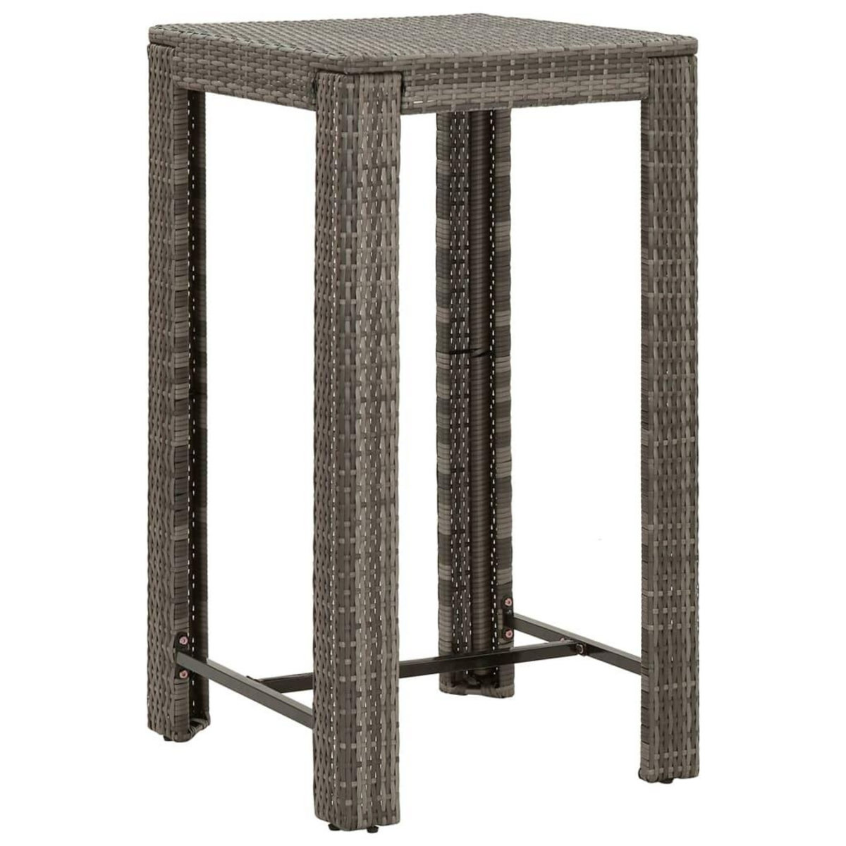 VIDAXL Ensemble de bar de jardin 3 pcs et coussins gris resine tressee