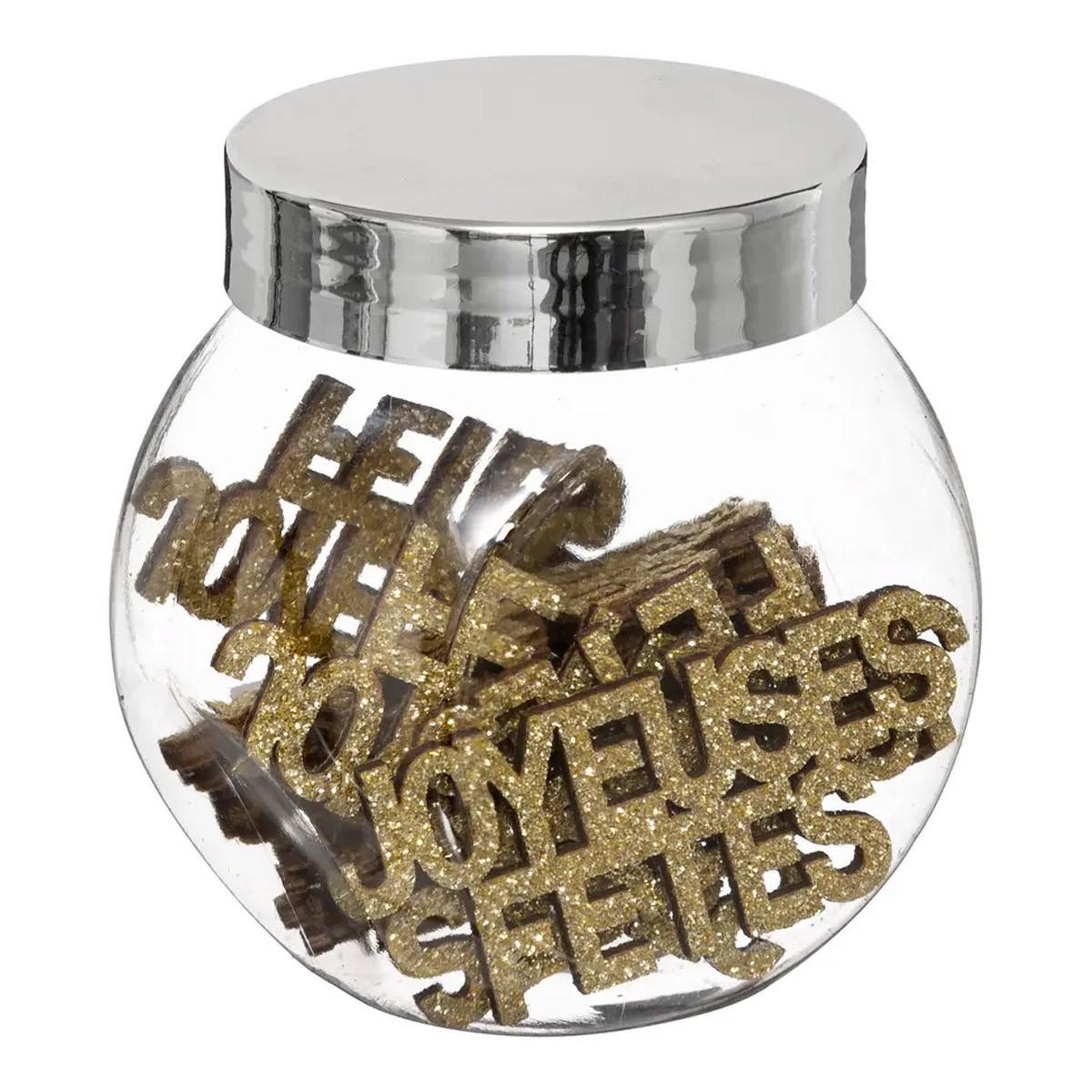 ATMOSPHERA Lot de 12 mots joyeuses fêtes  bocal  7cm or