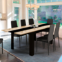 Voir la diapositive 2 : ID MARKET Table à manger extensible rectangle GEORGIA 6-10 personnes noire et imitation hêtre 140-220 x 90 cm