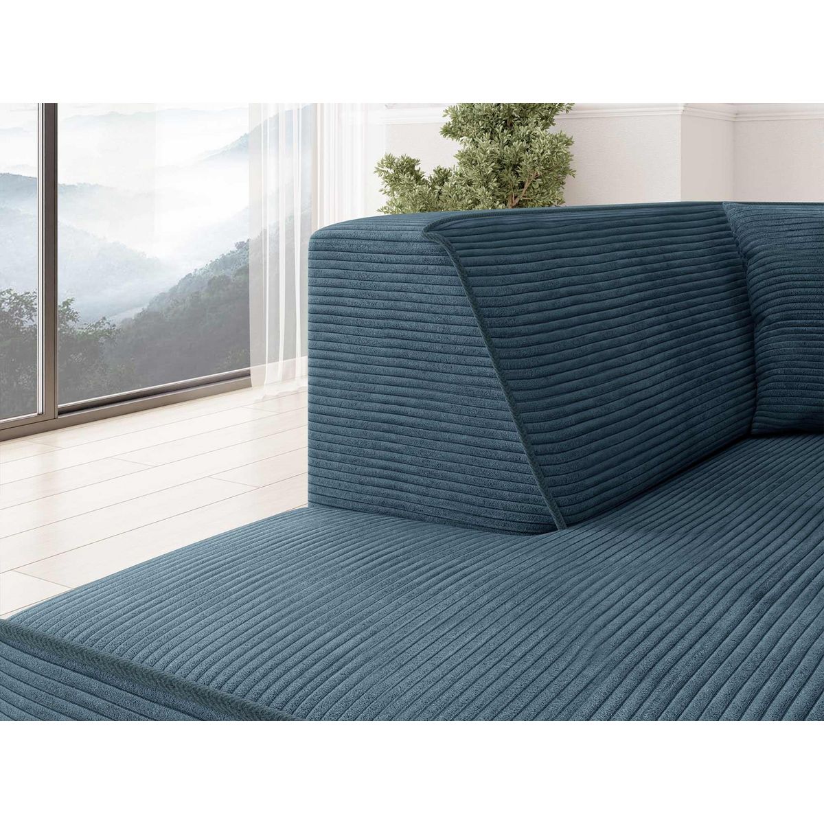 BEST MOBILIER Duchamp - canapé d'angle droit 5 places - en velours côtelé