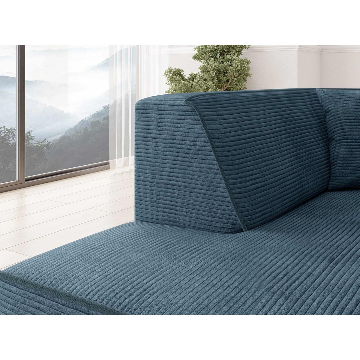 BEST MOBILIER Duchamp - canapé d'angle droit 5 places - en velours côtelé