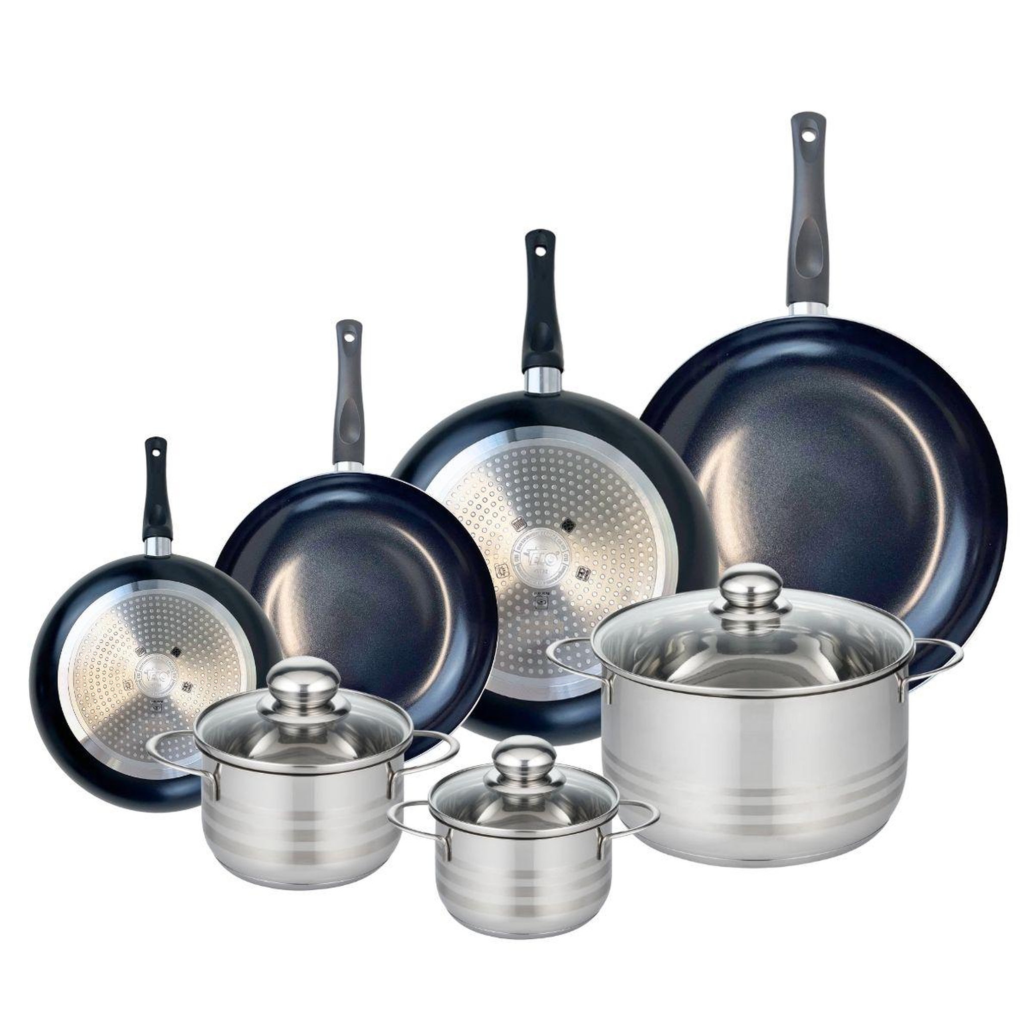 ELO Ensemble de 4 poêles de cuisson 20, 24, 28 et 32 cm et 3 faitouts 14, 16 et 24 cm elo prima brillant