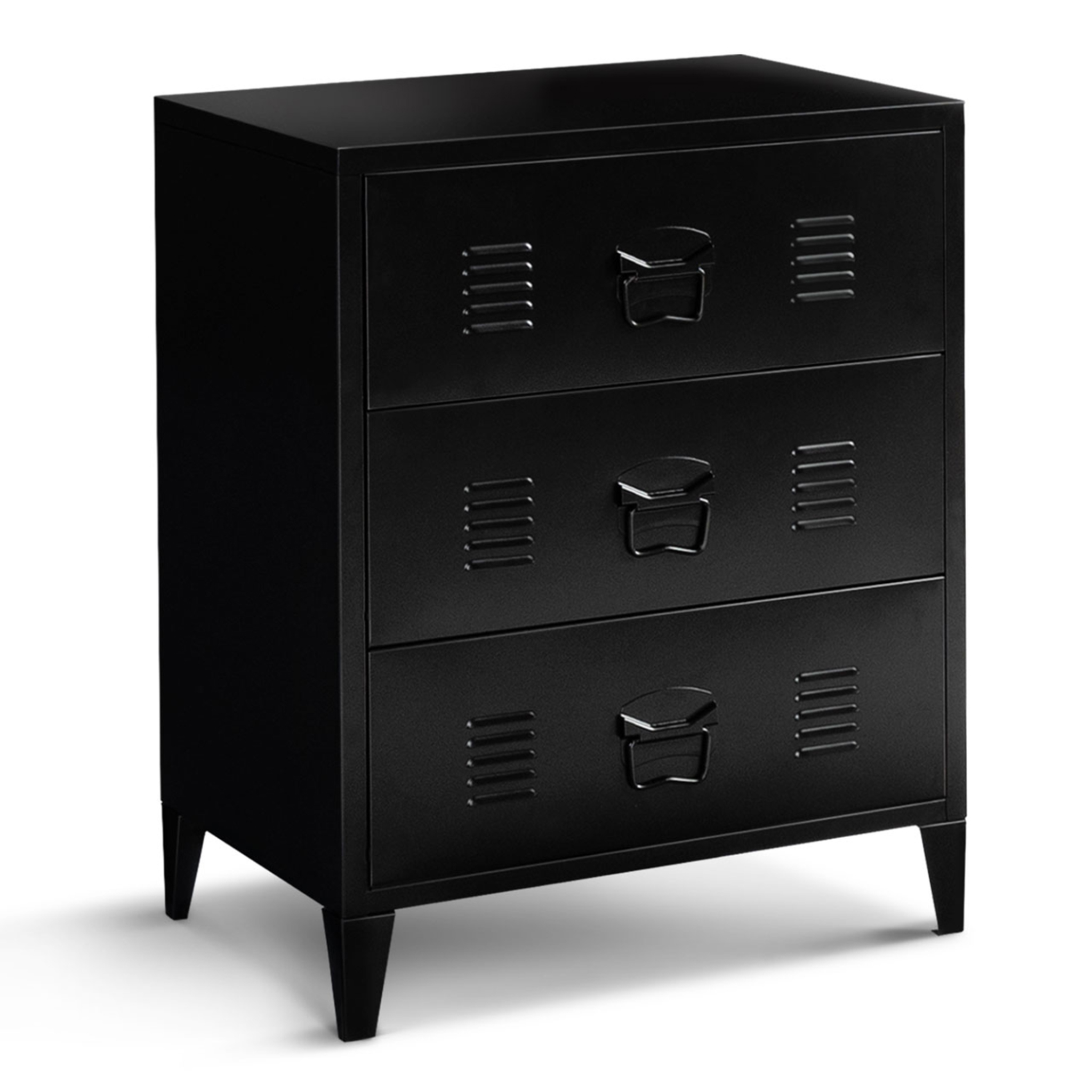 ID MARKET Commode ester 60 cm 3 tiroirs métal noir design industriel