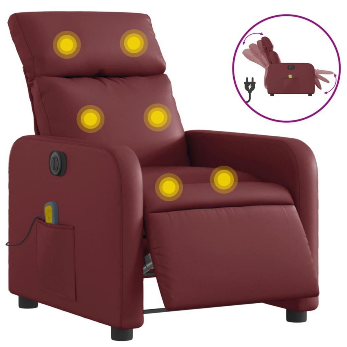 VIDAXL Fauteuil de massage inclinable electrique rouge bordeaux