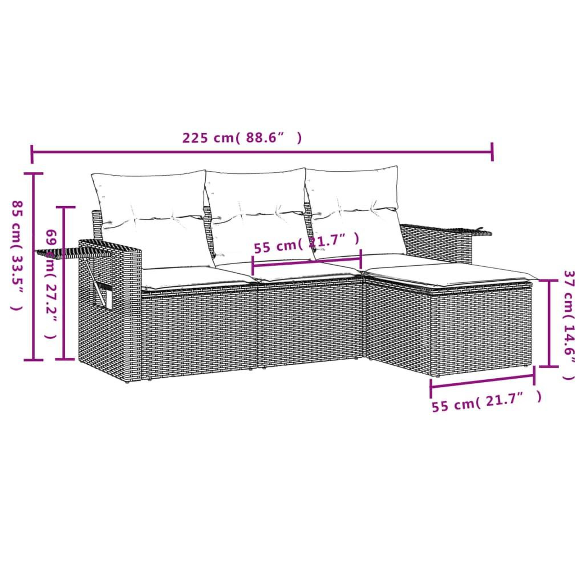 Voir la diapositive 3 : VIDAXL Salon de jardin 4 pcs avec coussins noir resine tressee