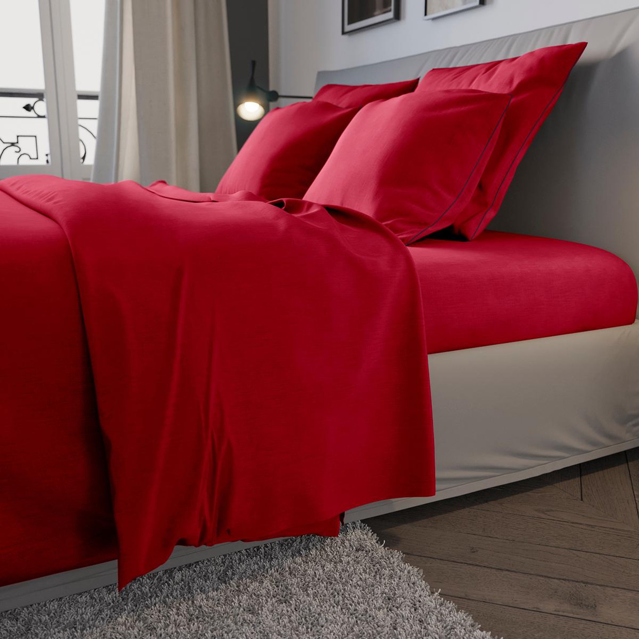 Voir la diapositive 2 : DODO Drap housse confort jersey coloris ruby