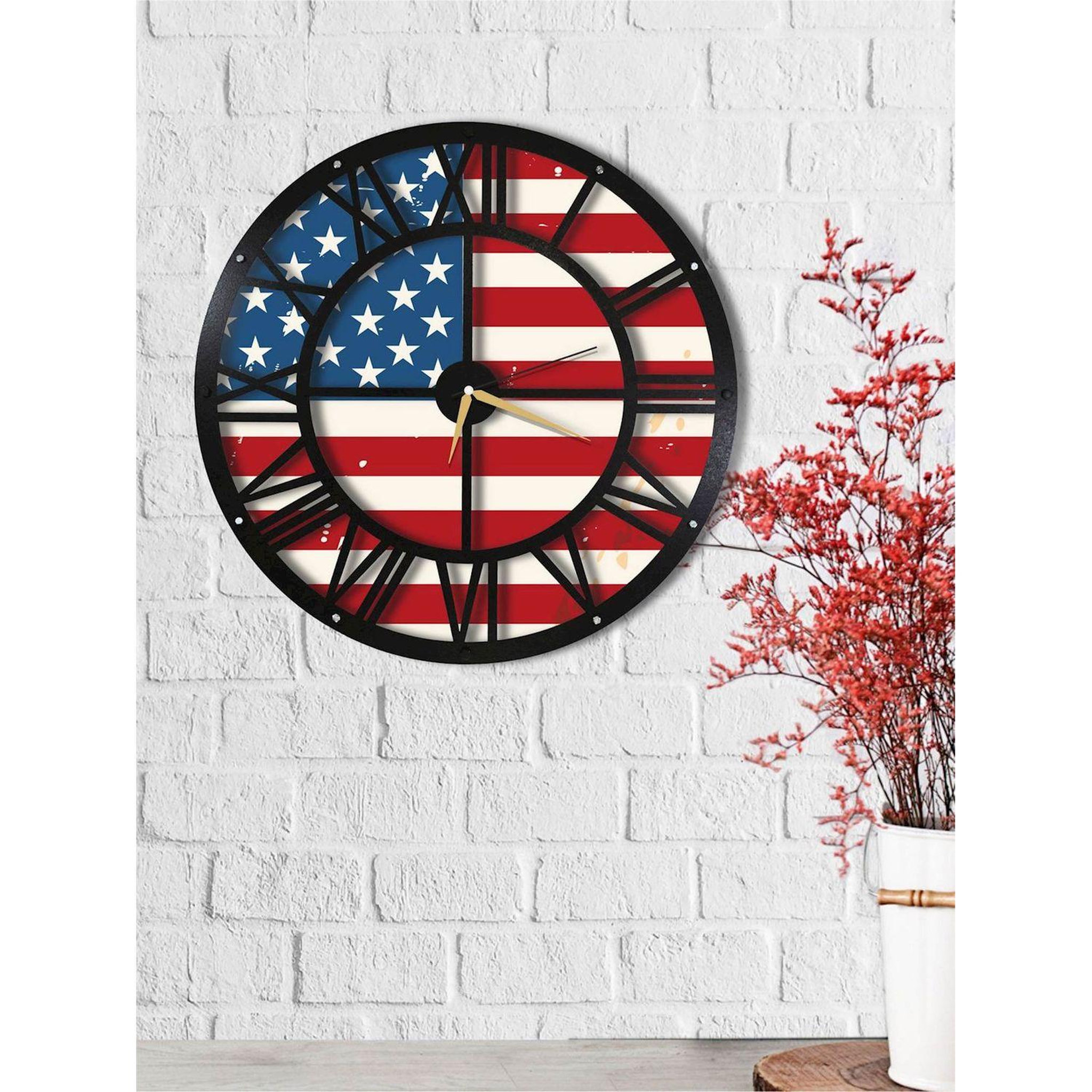 Voir la diapositive 2 : HOME MANIA Horloge murale en métal wall
