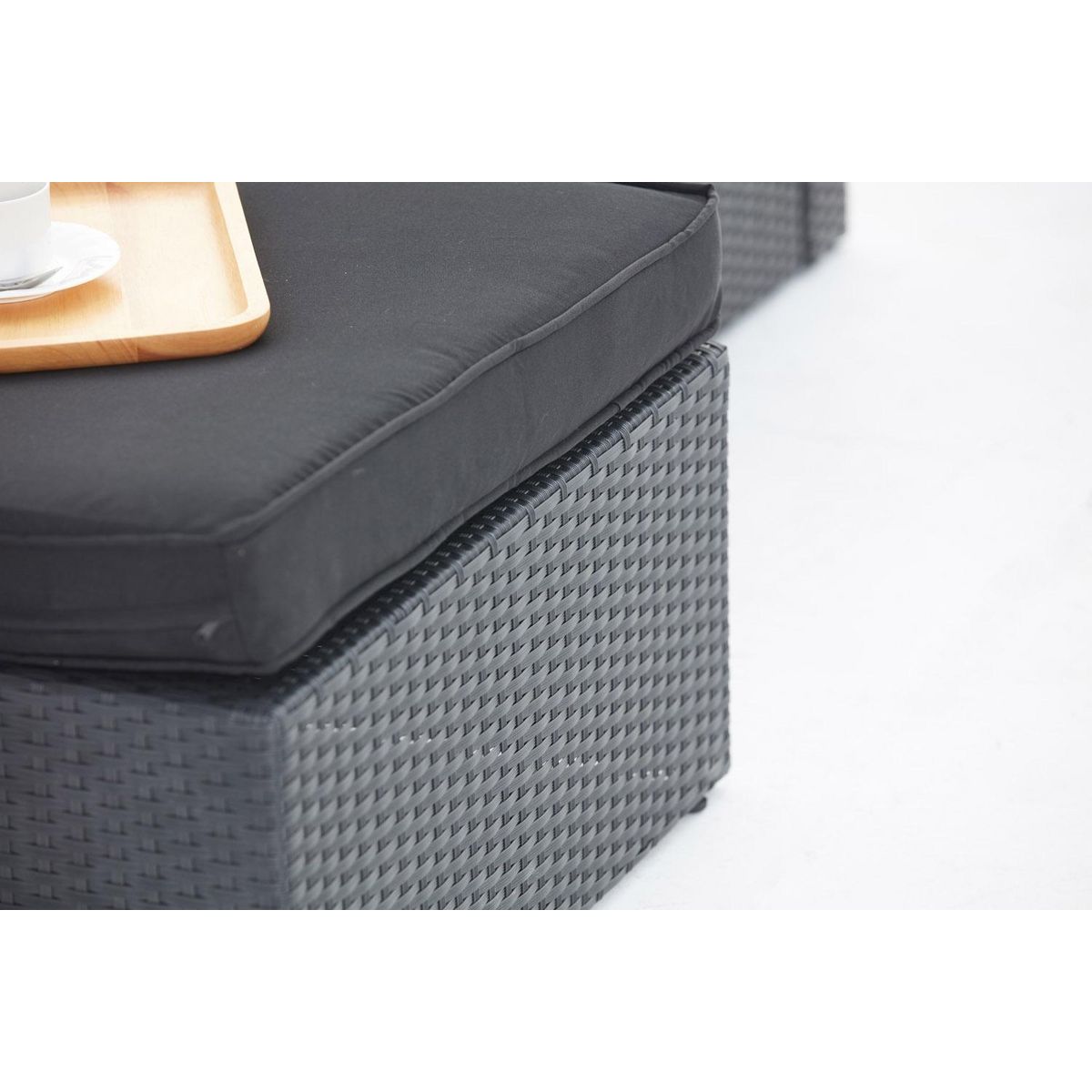 CONCEPT USINE Salon de jardin modulable 5 places en résine tressée noir MILANO