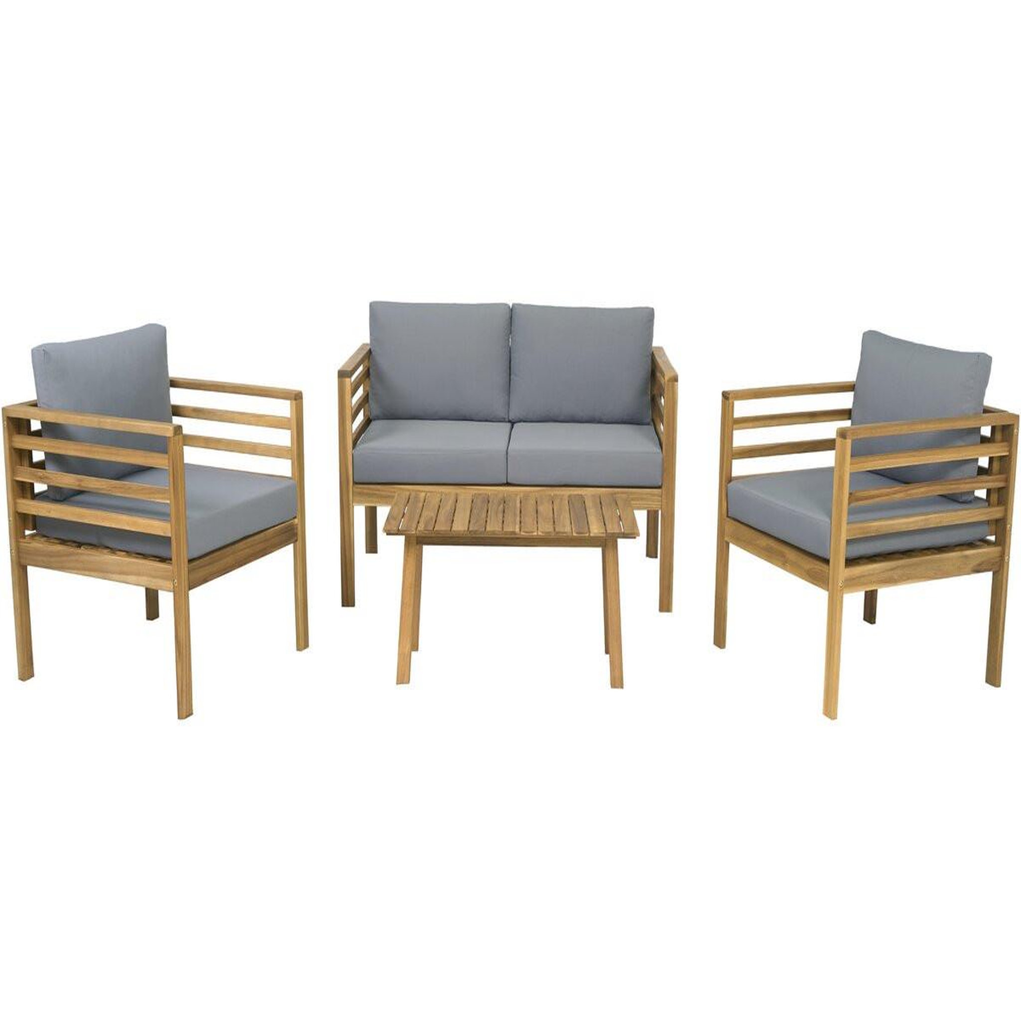 Habitat et Jardin Salon de jardin en bois avec coussins  beckham  - 4 places - gris