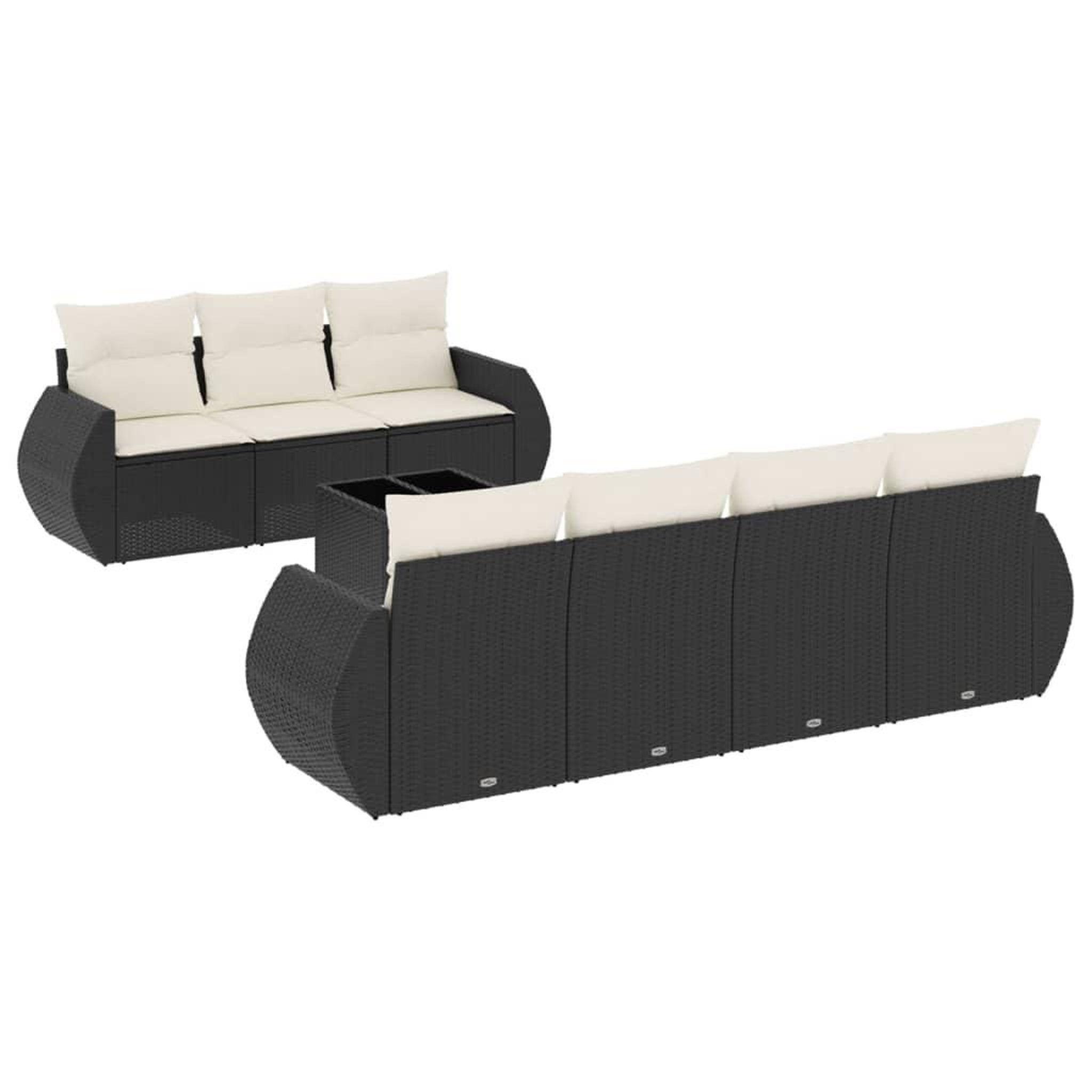Voir la diapositive 2 : VIDAXL Salon de jardin 8 pcs avec coussins noir resine tressee