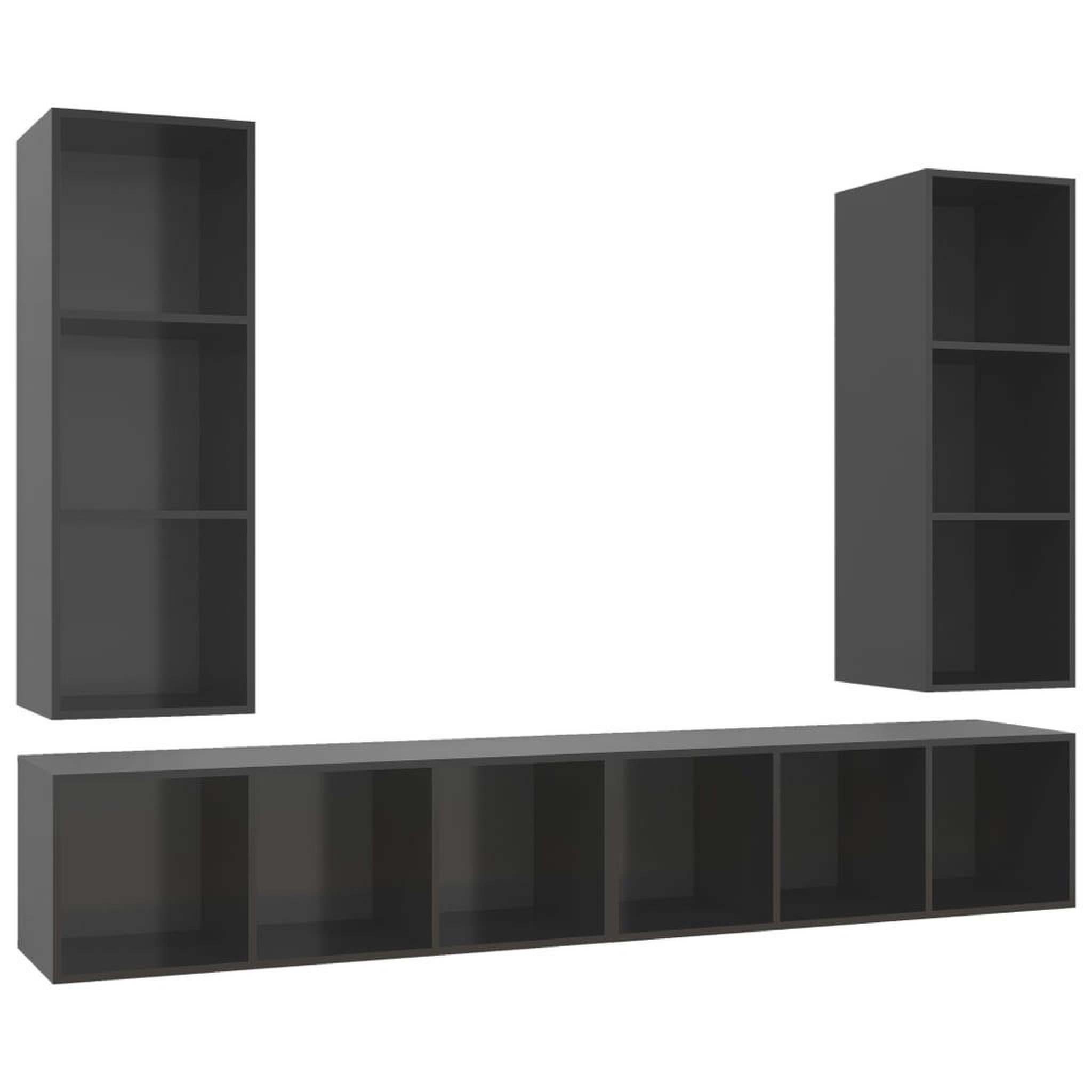 Voir la diapositive 2 : VIDAXL Meubles TV muraux 4 pcs Gris brillant Bois d'ingenierie