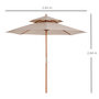 Voir la diapositive 3 : OUTSUNNY Parasol en bois peuplier droit 2 toits polyester 180 g/m² dia. 2,65 x 2,64H m beige