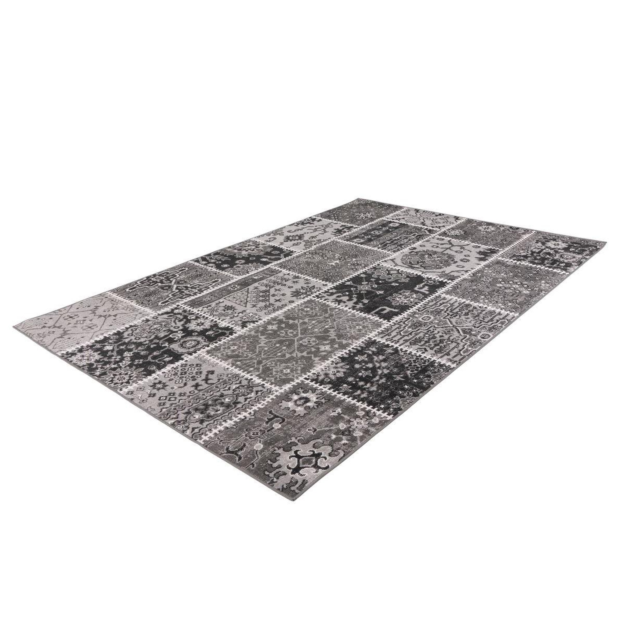 Voir la diapositive 4 : Paris Prix Tapis Patchwork à Poils Courts  Ariya  Gris