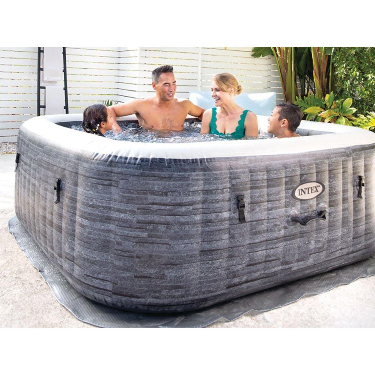 INTEX Spa gonflable PureSpa Ardoise carré Bulles 6 places - Intex