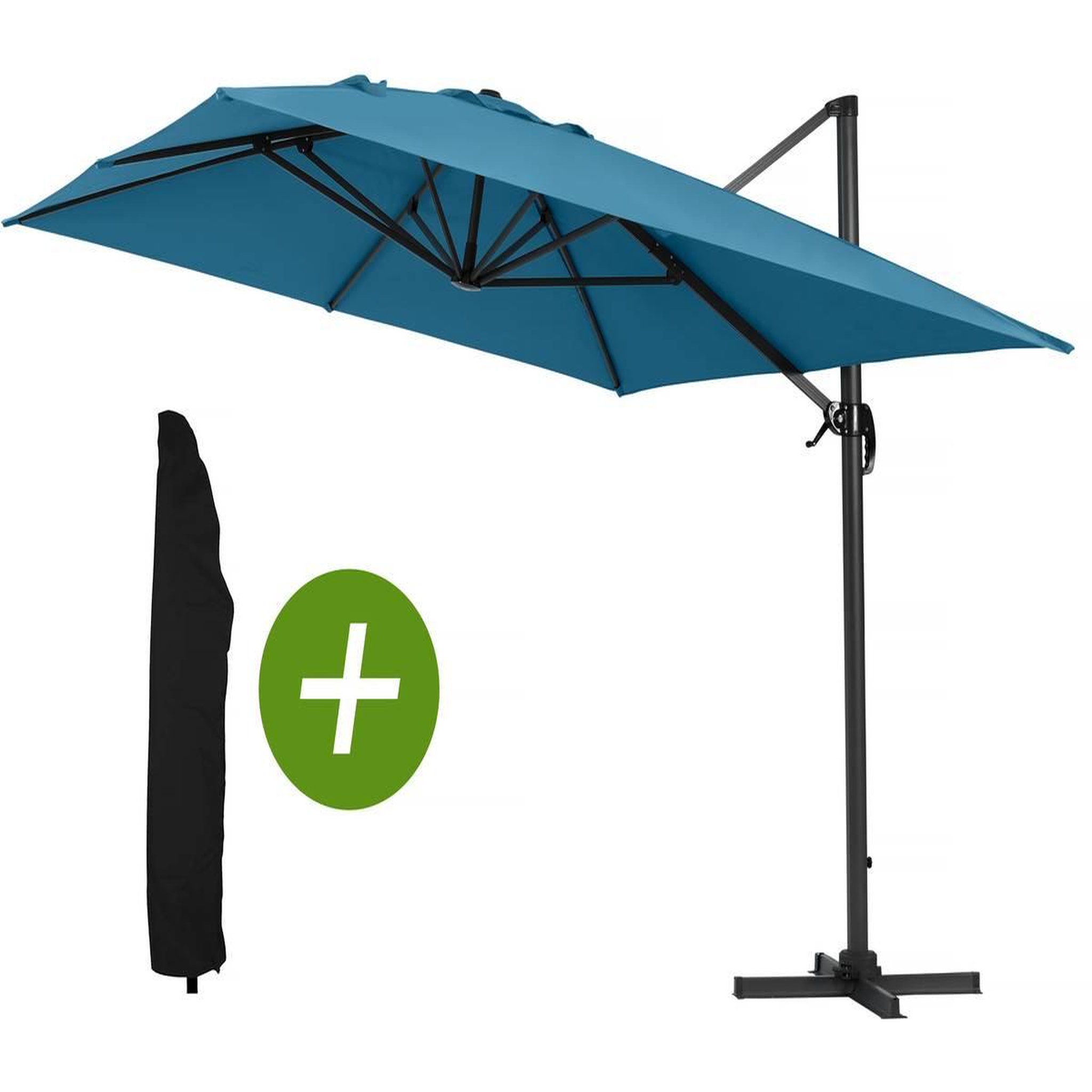 Habitat et Jardin Parasol jardin déporté alu  sun 4  - rectangle - 3 x 4 m - bleu + housse de protection