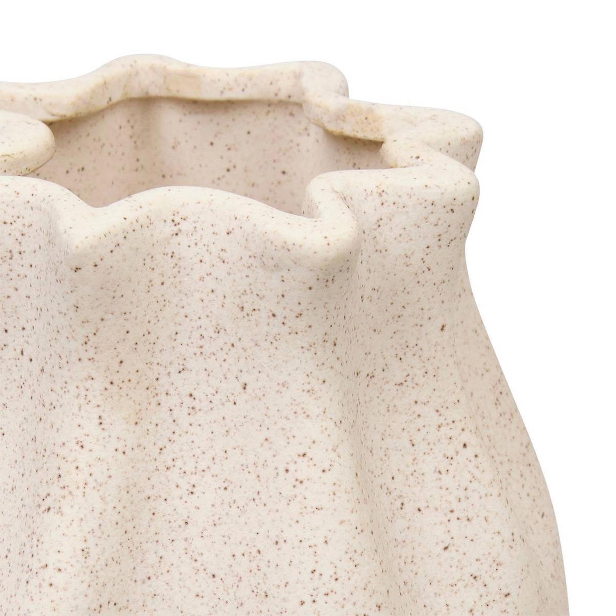 Voir la diapositive 2 : ATMOSPHERA Vase Moucheté en Dolomite  Grigor  20cm Blanc