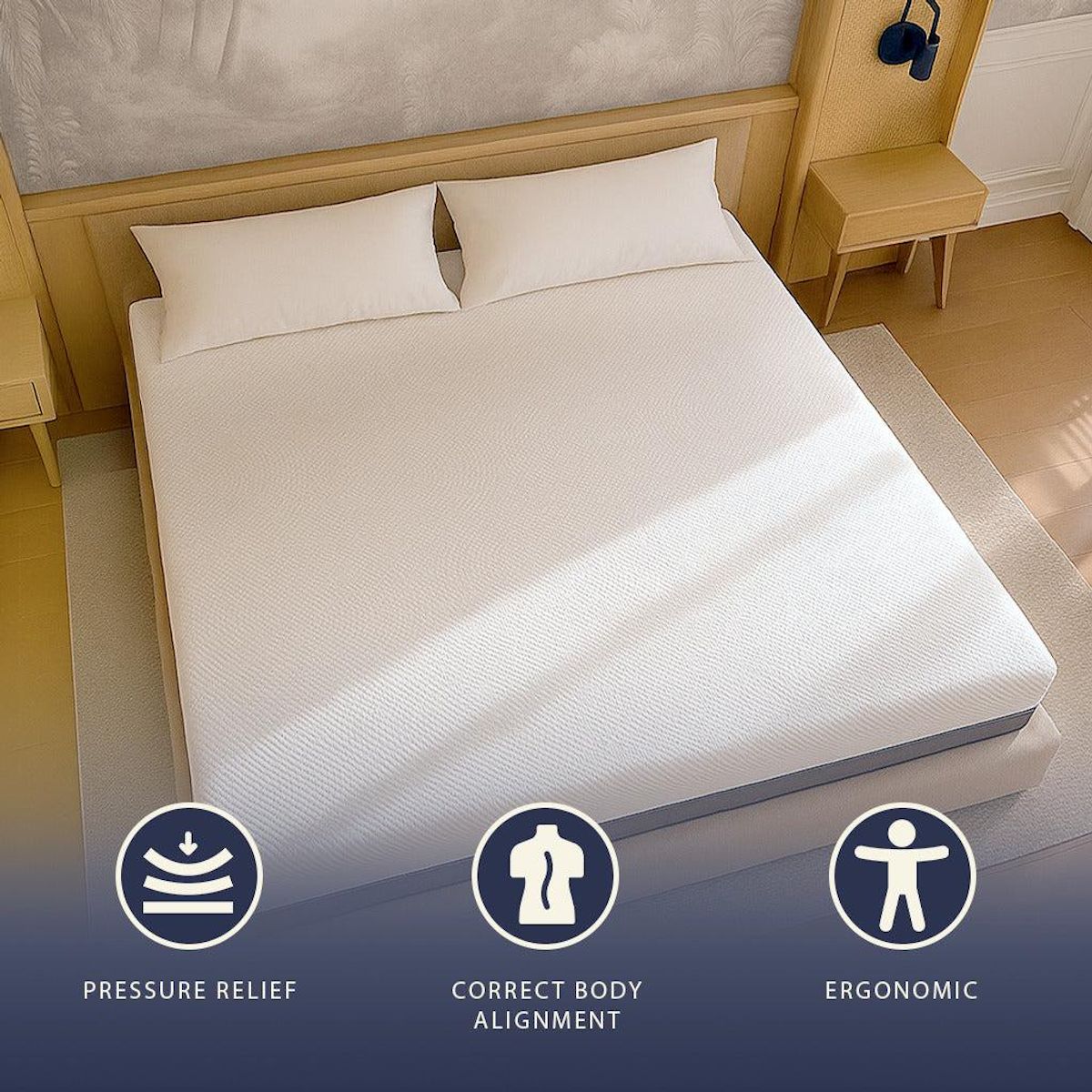 THE WHITE STONE Matelas 80x190 en Mémoire de Forme & Waterfoam | Hauteur 22 cm | Orthopédique, Hypoallergénique & Anti-acariens | Déhoussable & Respirant