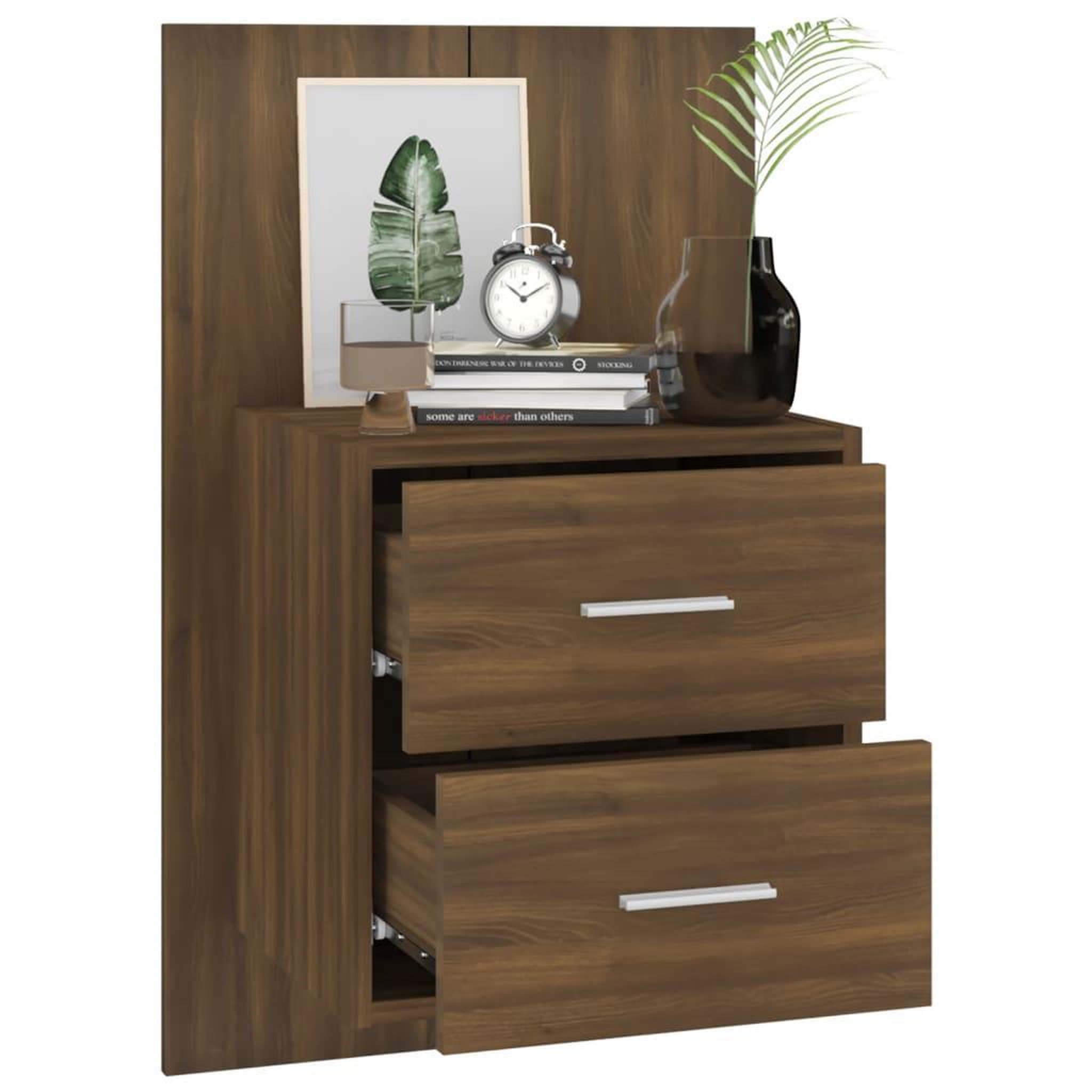 Voir la diapositive 4 : VIDAXL Table de chevet murale Chene marron