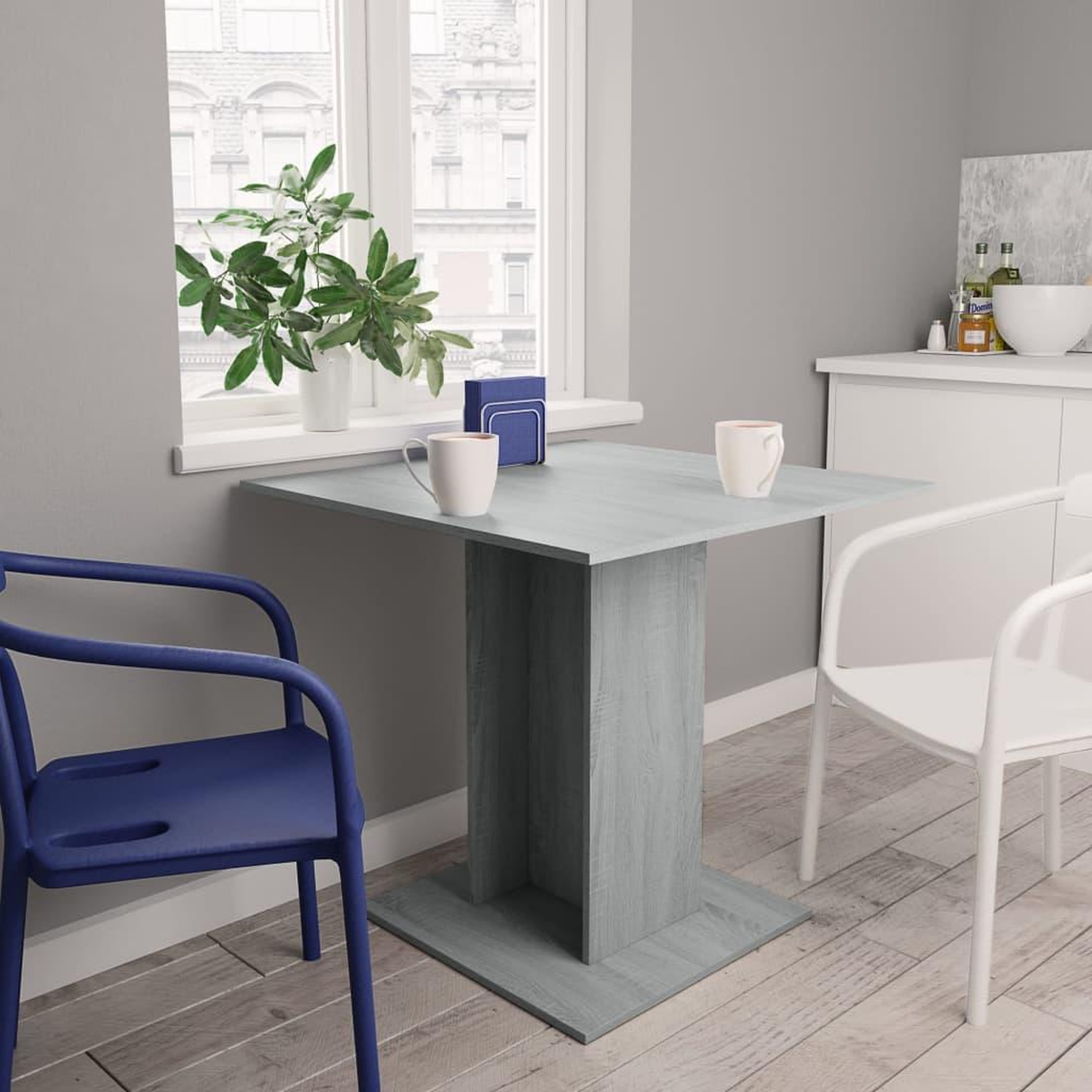 Voir la diapositive 1 : VIDAXL Table a dîner Sonoma gris 80x80x75 cm Bois d'ingenierie
