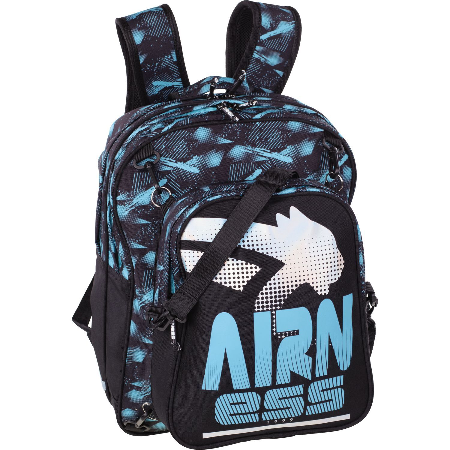 AIRNESS Sac à dos compartiments Besace amovible noir et bleu