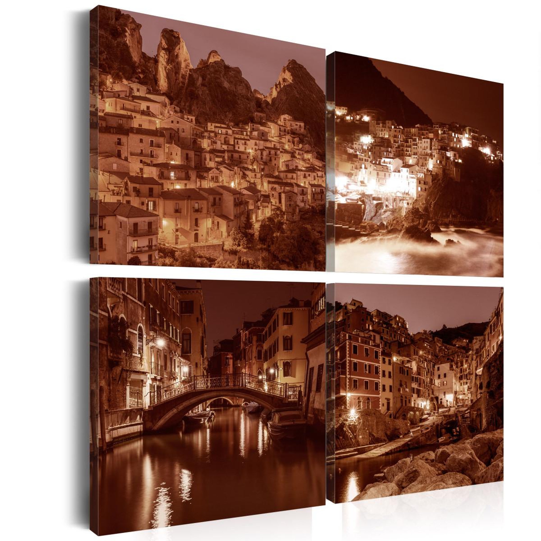 Paris Prix Tableau imprimé  italian towns sepia. Coloris disponibles : Multicolore