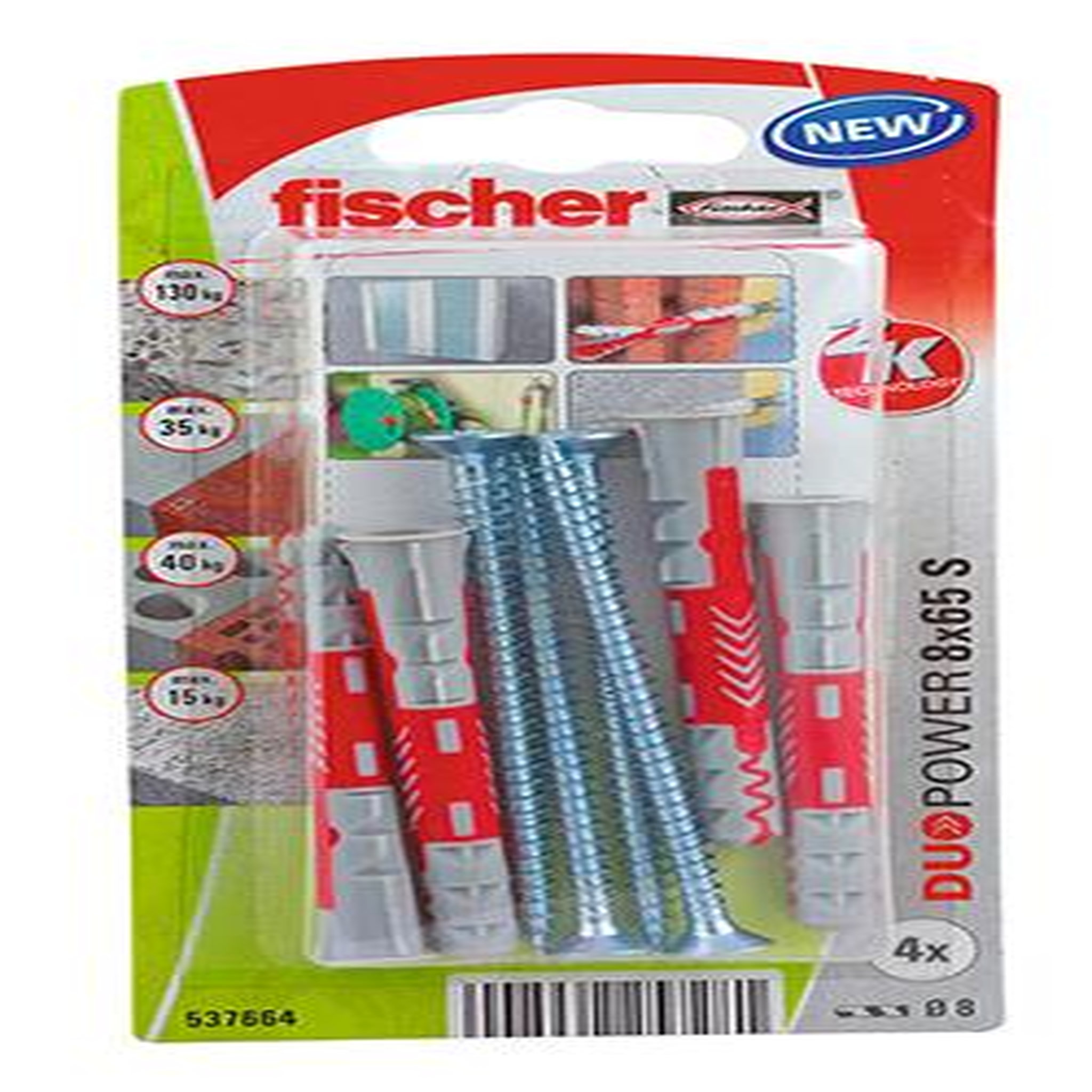 Fischer Chevilles et vis Duopower FISCHER, Diam.8 x L.65 mm