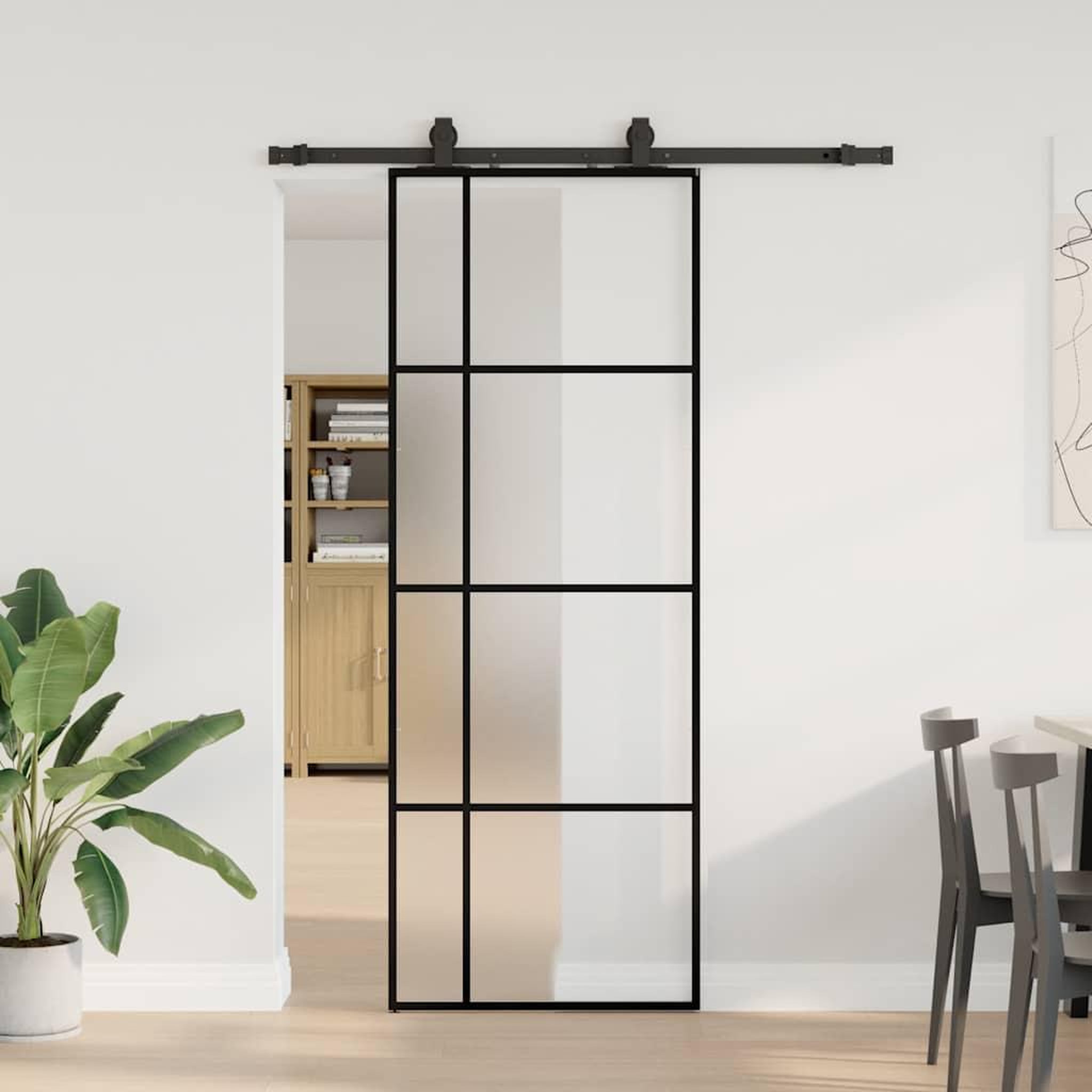 VIDAXL Porte coulissante kit de quincaillerie noir 76x205 cm verre ESG