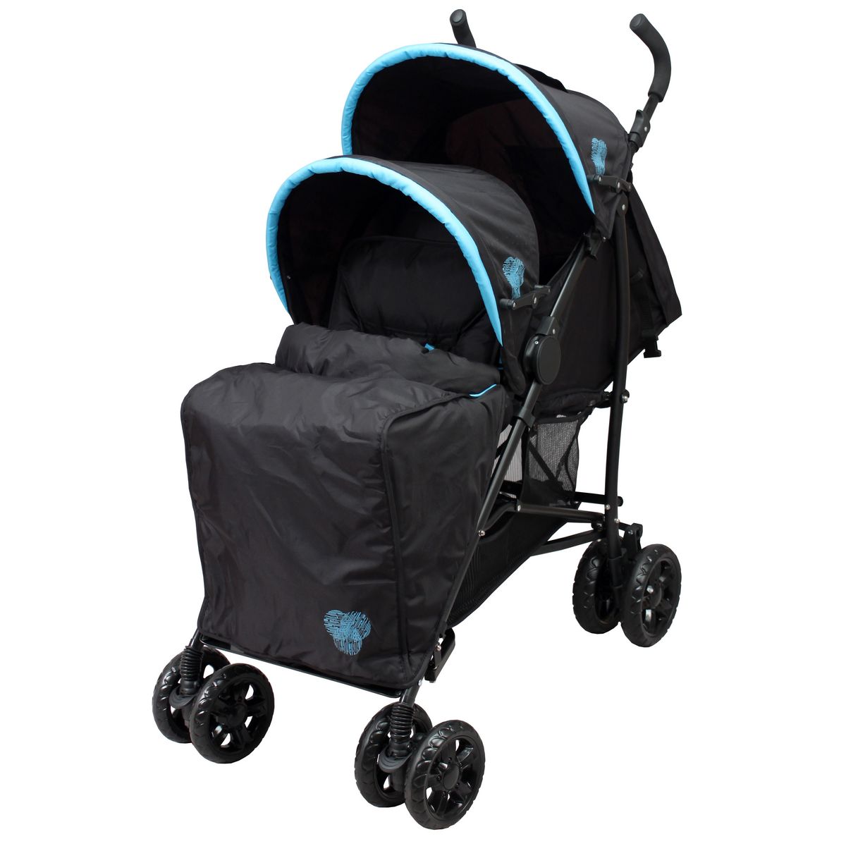 BAMBISOL Poussette canne double - Noir/bleu turquoise