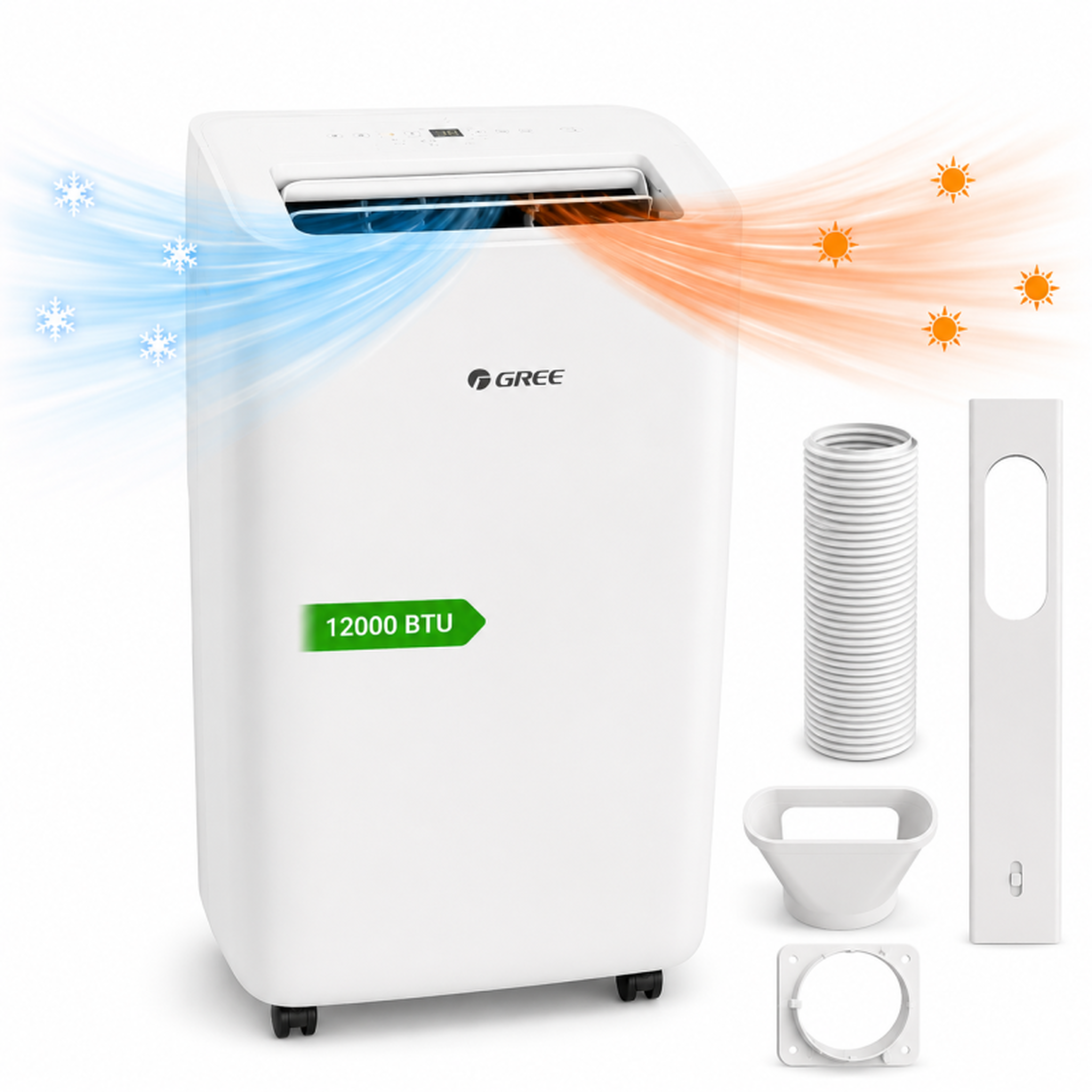 Gree - 12000 btu - climatiseur mobile réversible - wi-fi - 3,5 kw