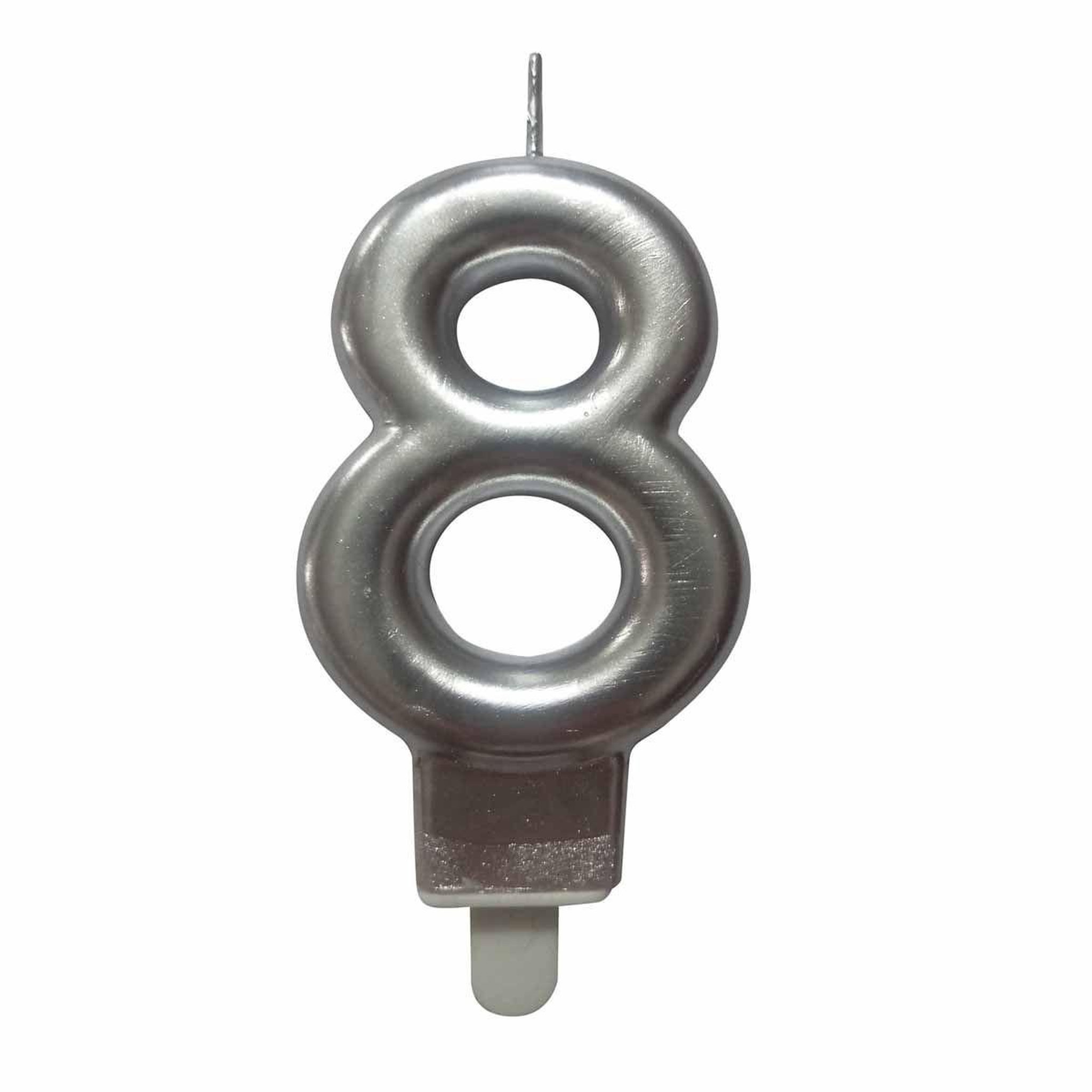HOMEA Bougie d'Anniversaire  Chiffre 8  7cm Argent