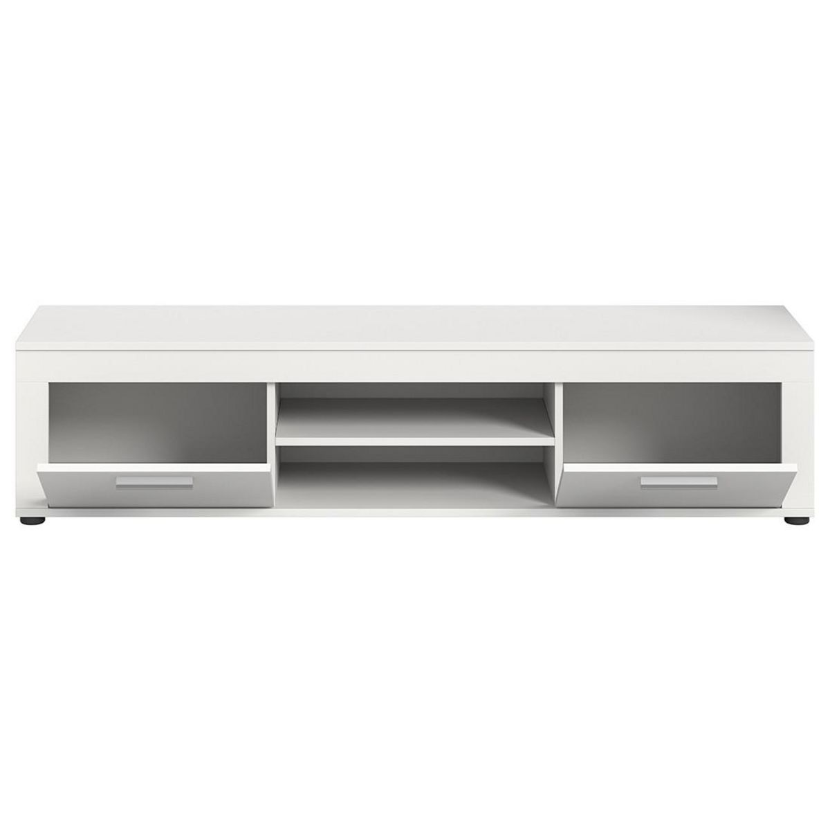 BEST MOBILIER Stafford - meuble tv - blanc - 2 portes et 2 niches - 160 cm