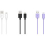 Voir la diapositive 2 : ESSENTIEL B Câble Lightning pack 3 câbles USB-C 1M Blanc/Noir/Mauve
