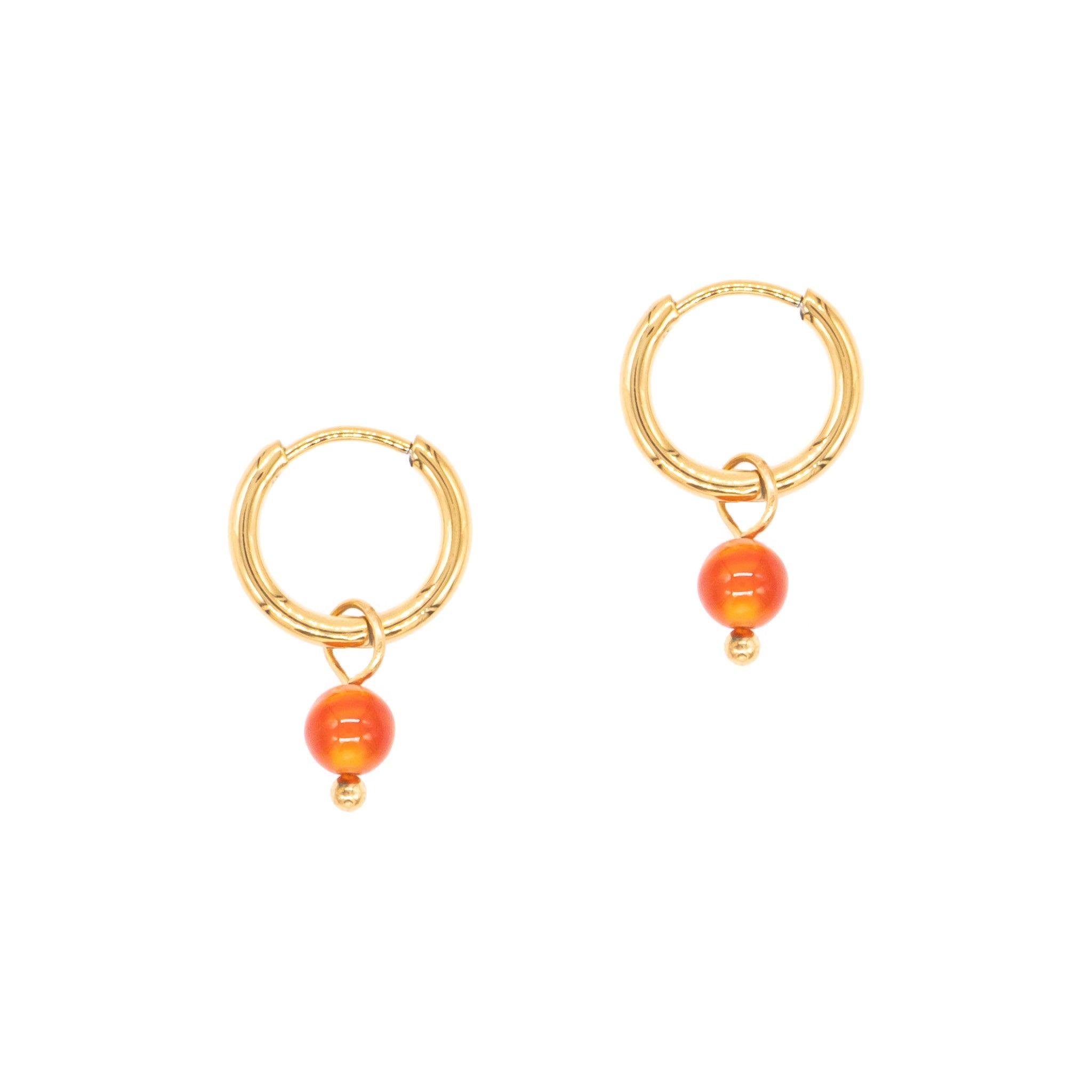 Voir la diapositive 1 : SLOYA Boucles d'oreilles créoles Serena en pierres Cornaline