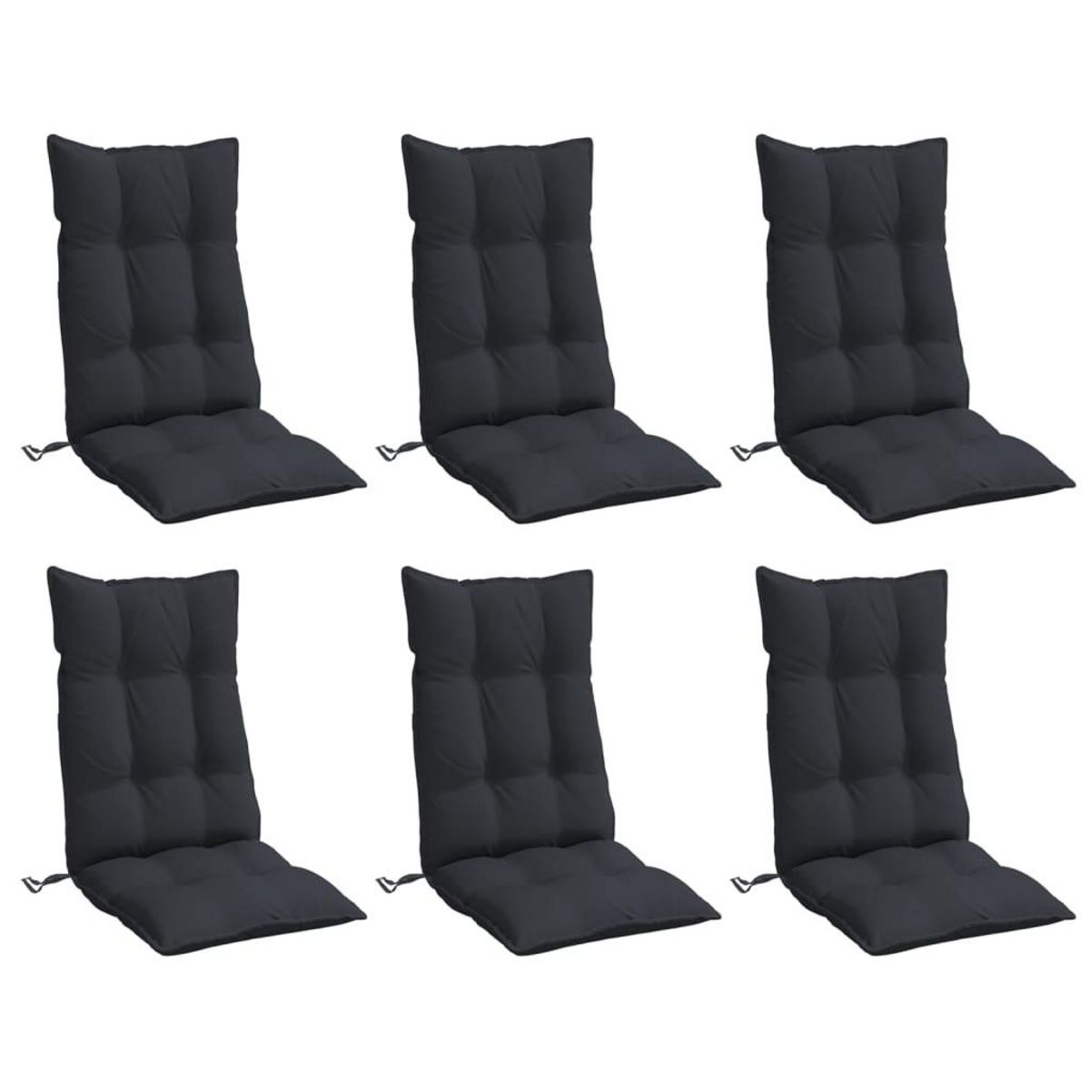 VIDAXL Coussins de chaise a dossier haut lot de 6 noir tissu oxford