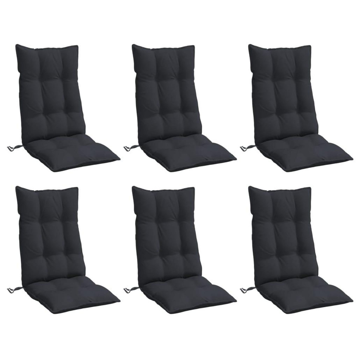 VIDAXL Coussins de chaise a dossier haut lot de 6 noir tissu oxford