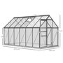 Voir la diapositive 3 : OUTSUNNY Serre de jardin polycarbonate alu 7 m² dim. 3,75L x 1,9l x 1,99H m lucarne réglable fondation porte coulissante gris