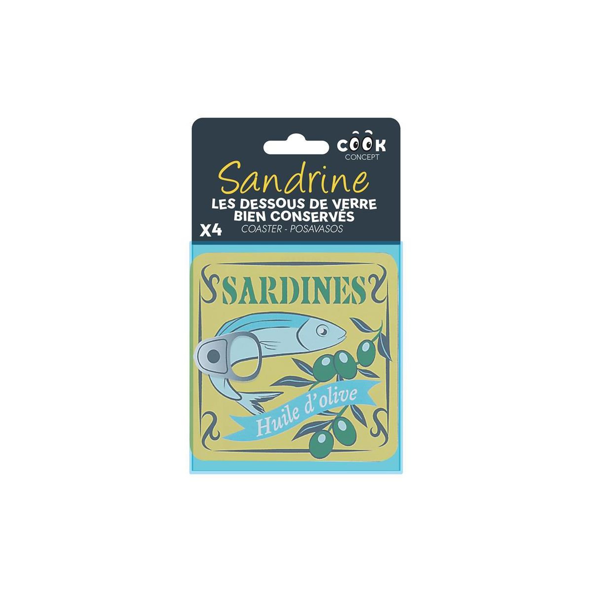 Voir la diapositive 4 : COOK CONCEPT Lot de 4 dessous de verre  sardine  10cm multicolore