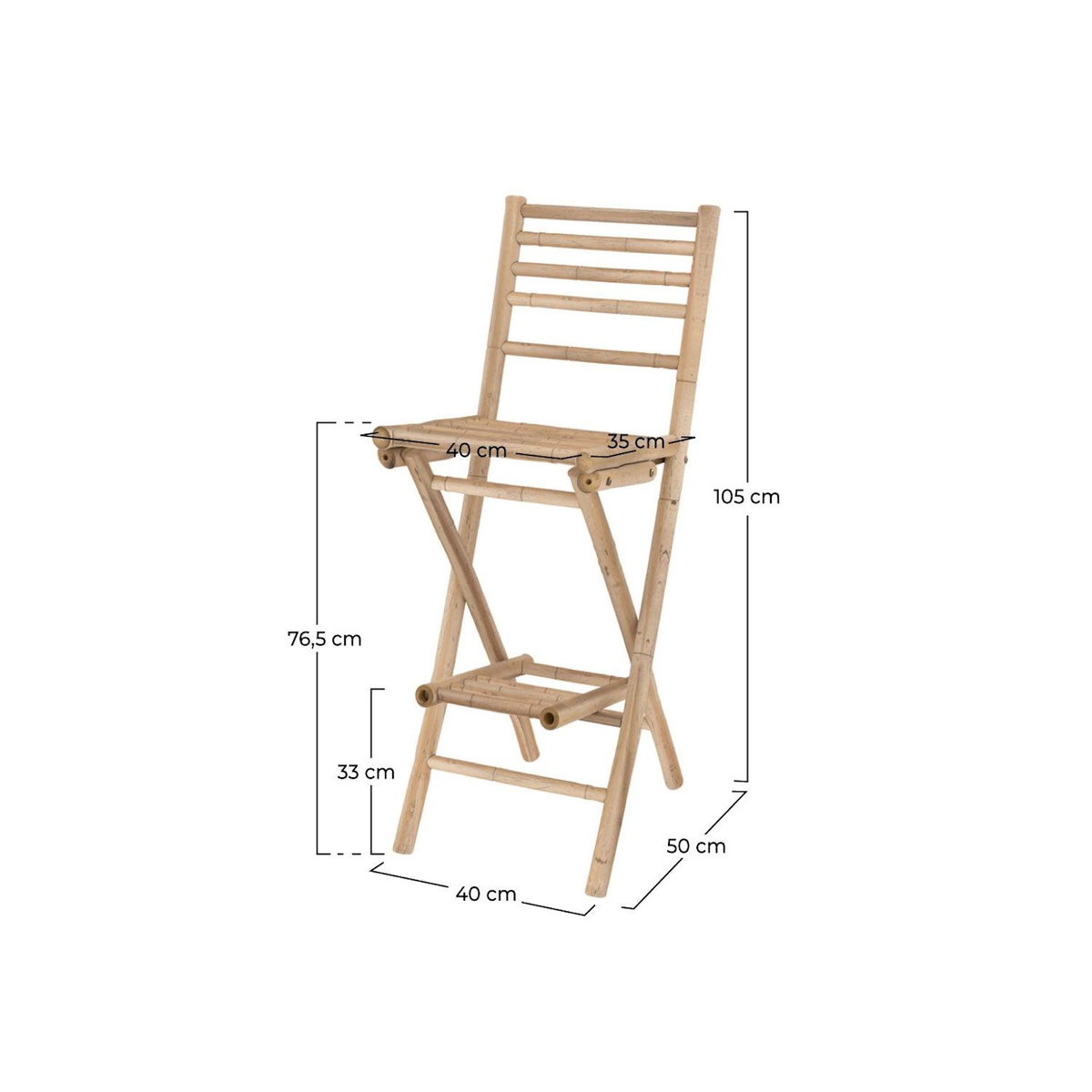Rendez vous déco Ensemble bar et chaise de bar de jardin en bambou (lot de 2)-Vadella
