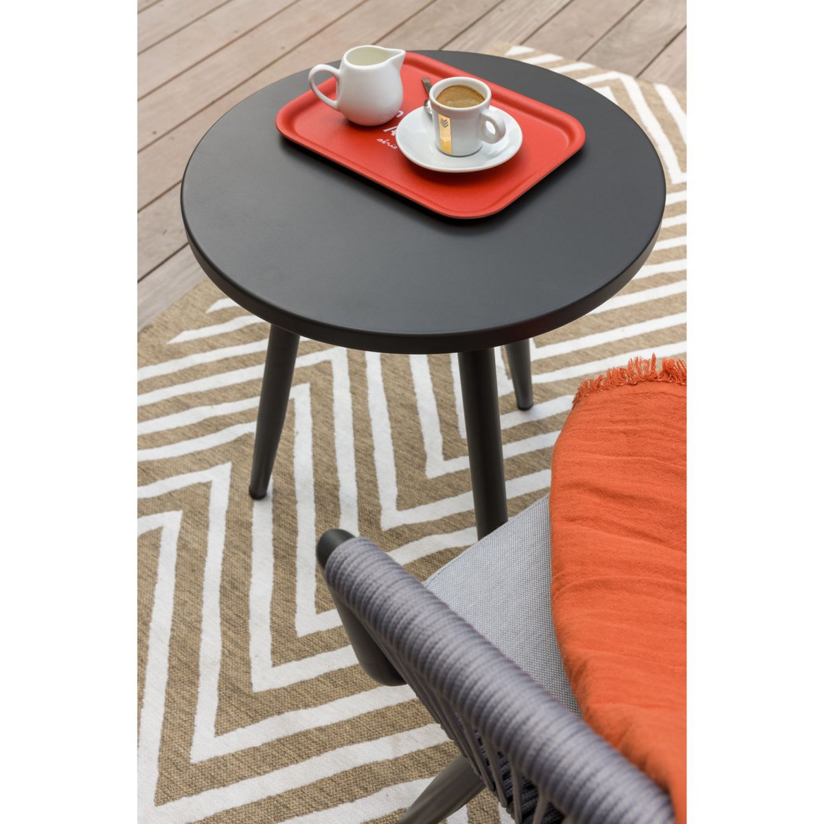 JARDILINE Salon bas de jardin - 2 places - Aluminium - Gris - AMORGOS