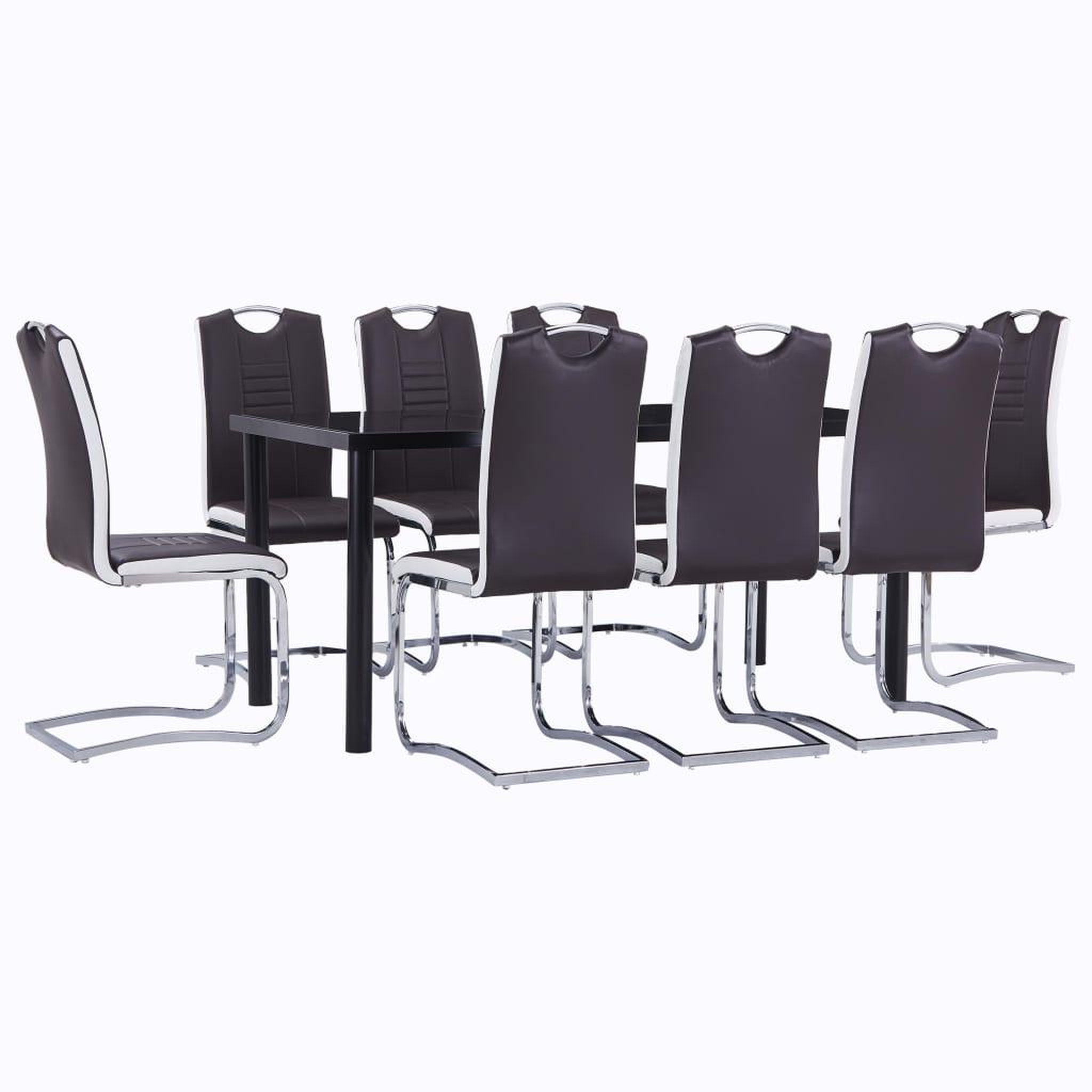 Voir la diapositive 1 : VIDAXL Ensemble de salle a manger 9 pcs Similicuir Marron