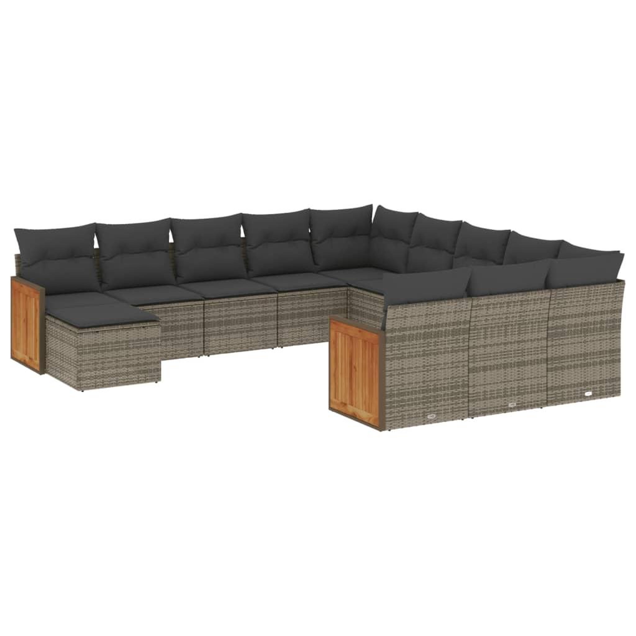 Voir la diapositive 2 : VIDAXL Salon de jardin avec coussins 12 pcs gris resine tressee