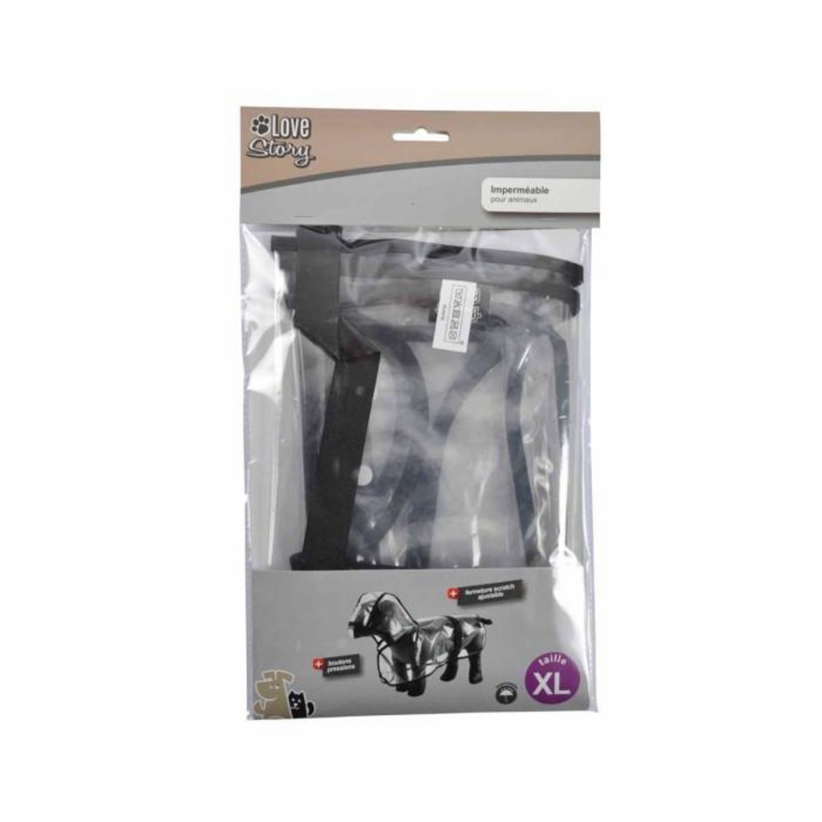 Paris Prix Imperméable pour Chien  Transparent  50cm Noir