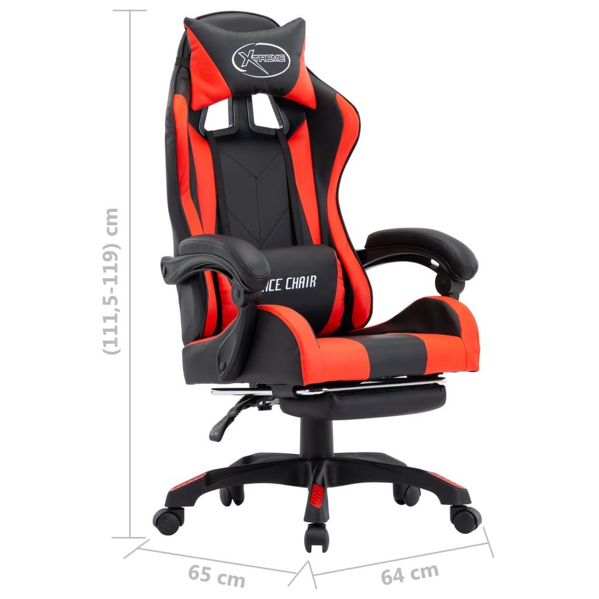 Voir la diapositive 6 : VIDAXL Fauteuil de jeux video et repose-pied Rouge et noir Similicuir