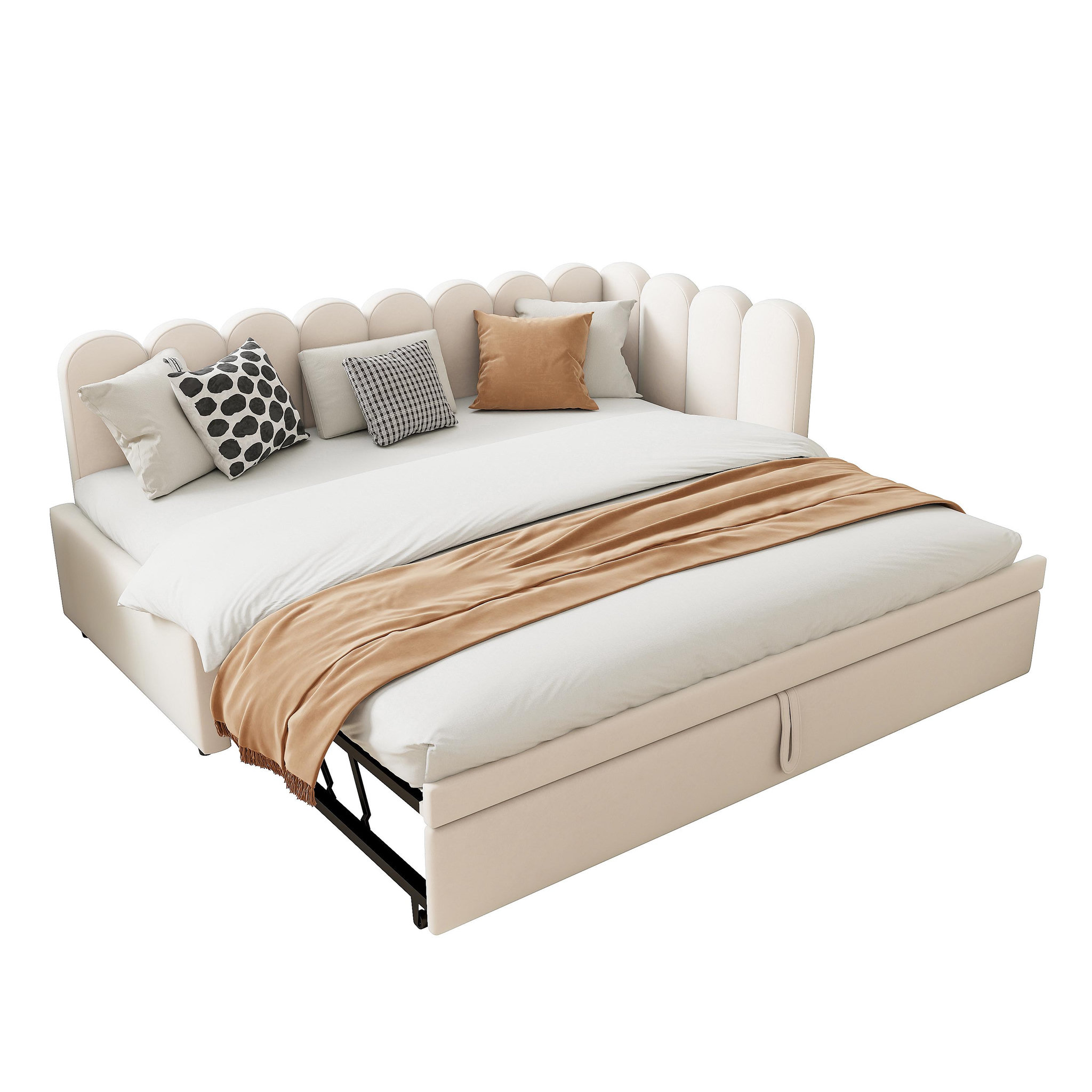 MERAX Lit gigogne rembourré. Coloris disponibles : Beige, Rose