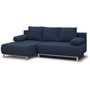 Voir la diapositive 3 : MARKET24 Canapé d'angle gauche convertible MIKA 3 places - Tissu bleu foncé - Coffre de rangement - L218 x P98/145 x H84 cm