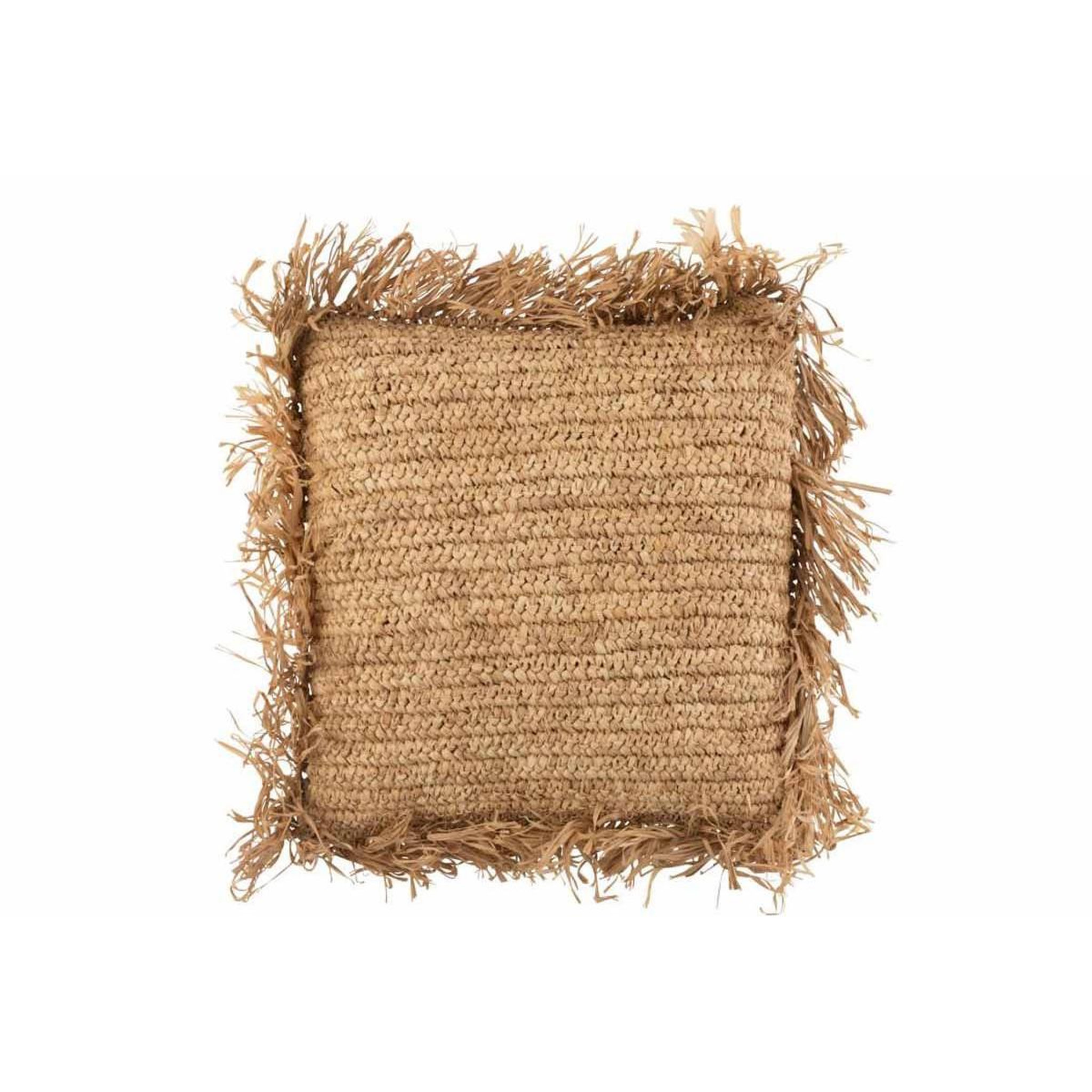 Voir la diapositive 2 : J-LINE Coussin déco  raphia  45x45cm naturel